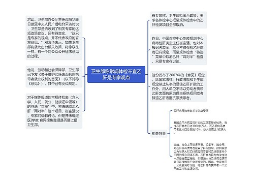 卫生部称常规体检不查乙肝是专家观点