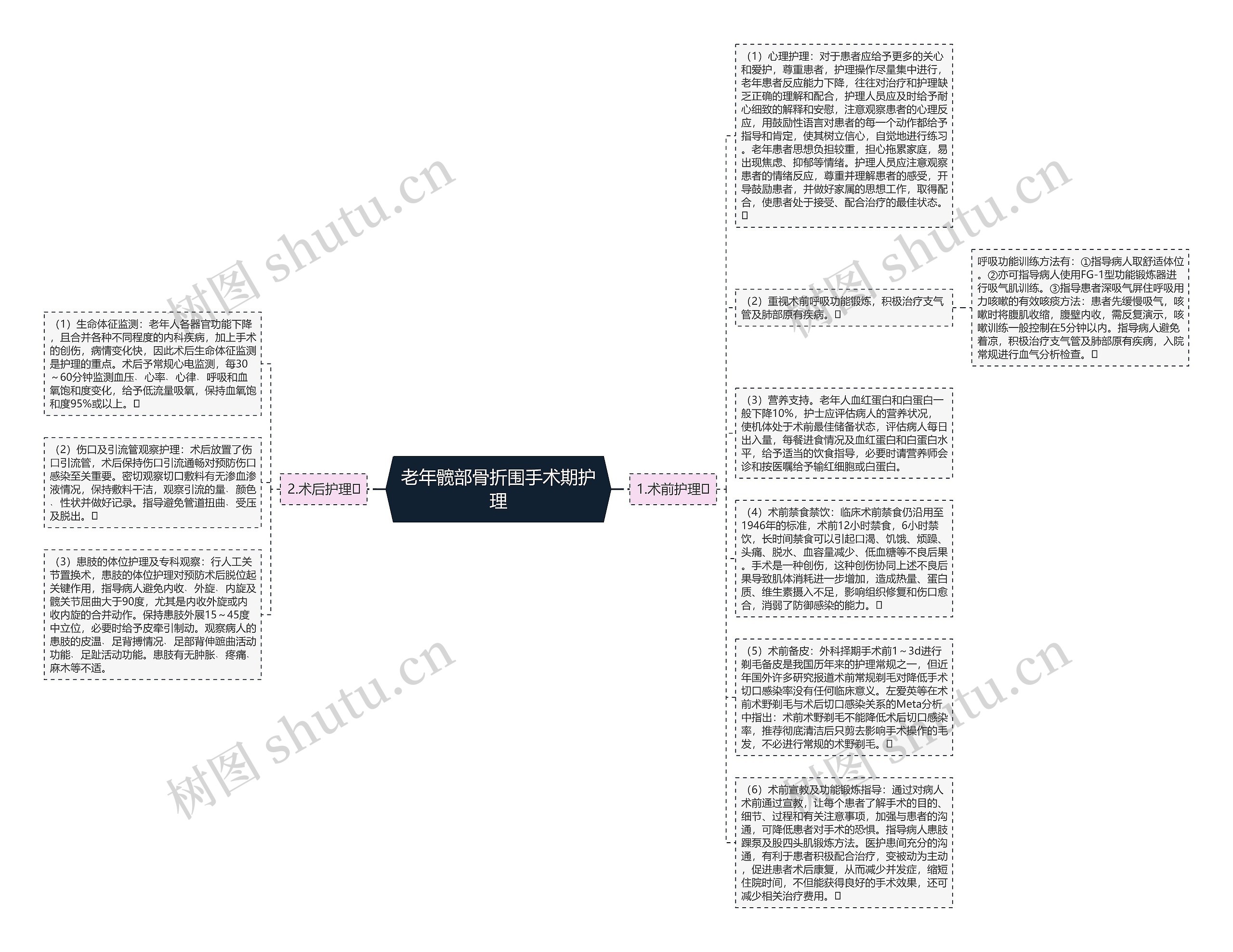 老年髋部骨折围手术期护理思维导图
