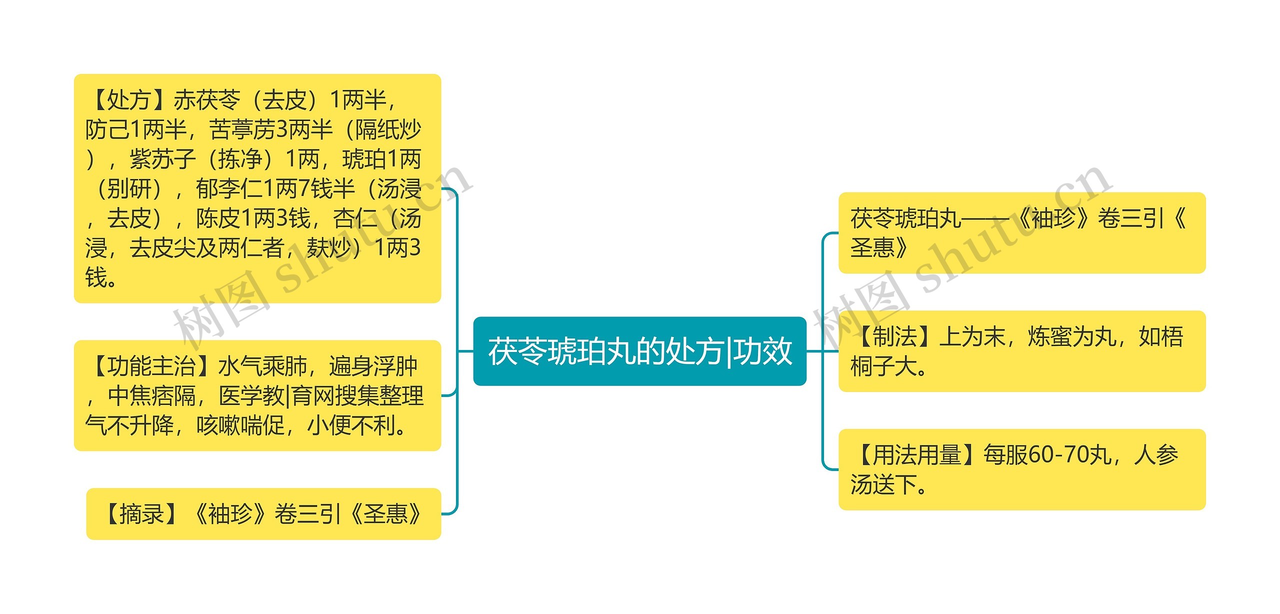 茯苓琥珀丸的处方|功效思维导图