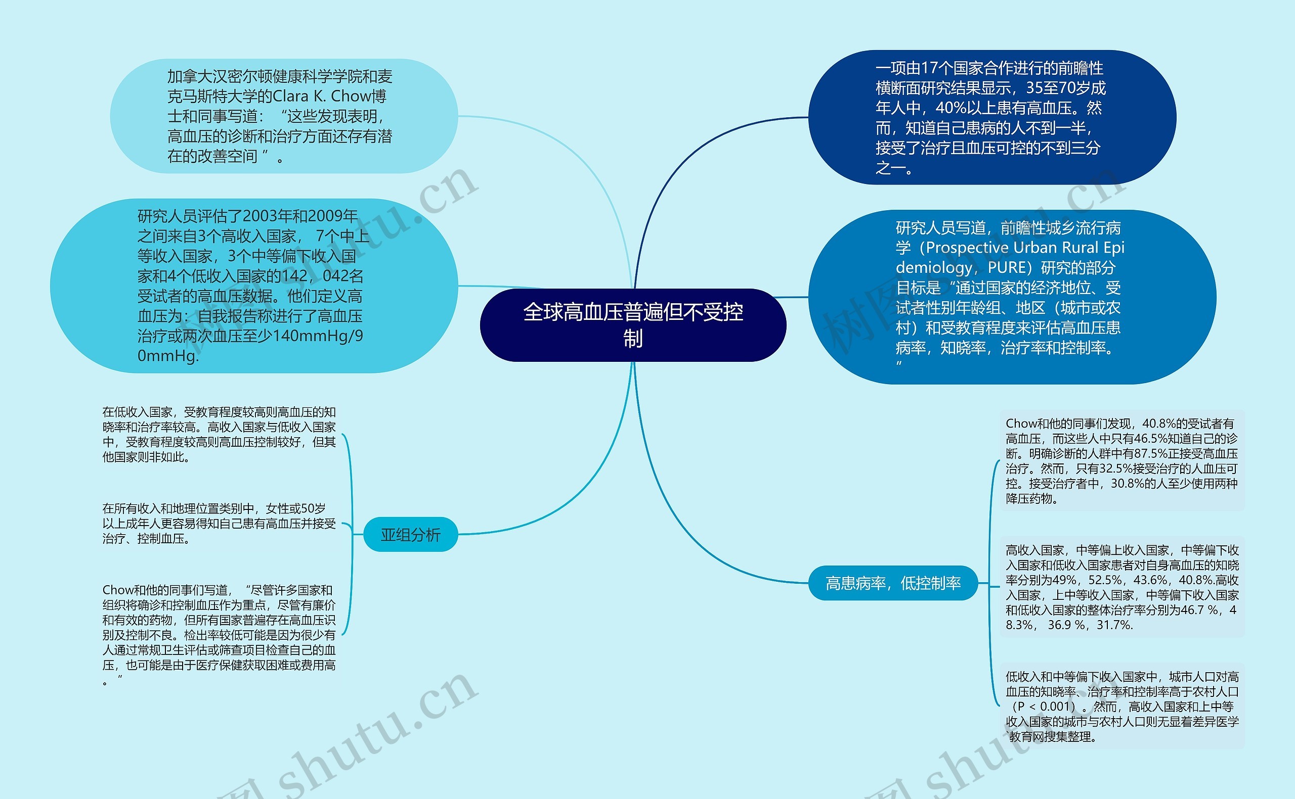 全球高血压普遍但不受控制思维导图