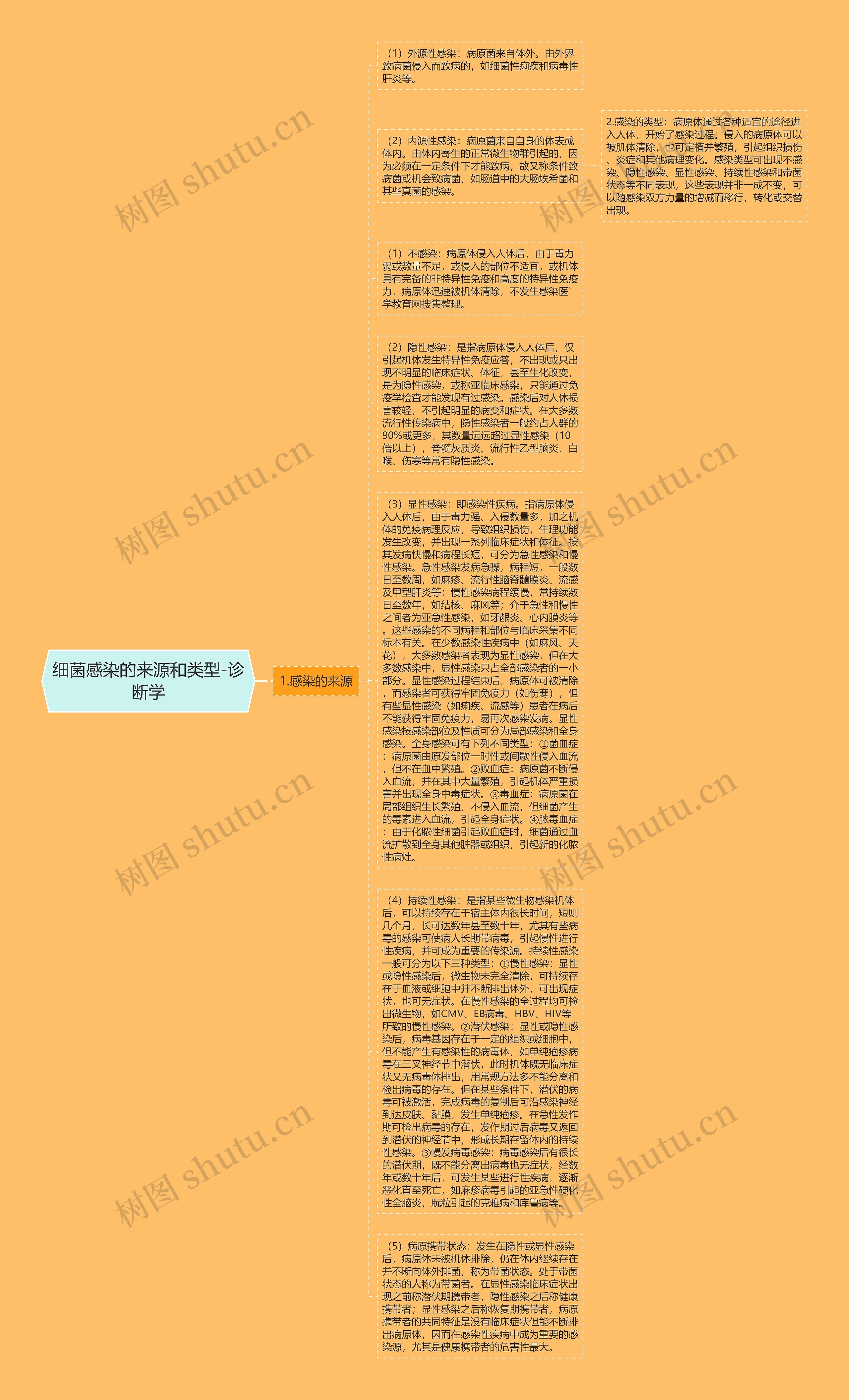 细菌感染的来源和类型-诊断学思维导图