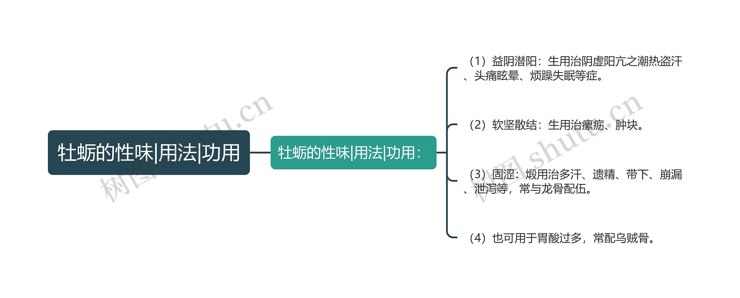 牡蛎的性味|用法|功用思维导图