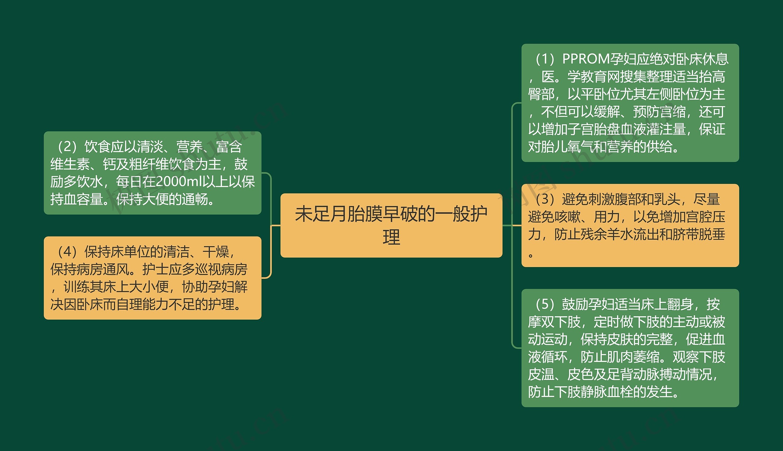 未足月胎膜早破的一般护理思维导图