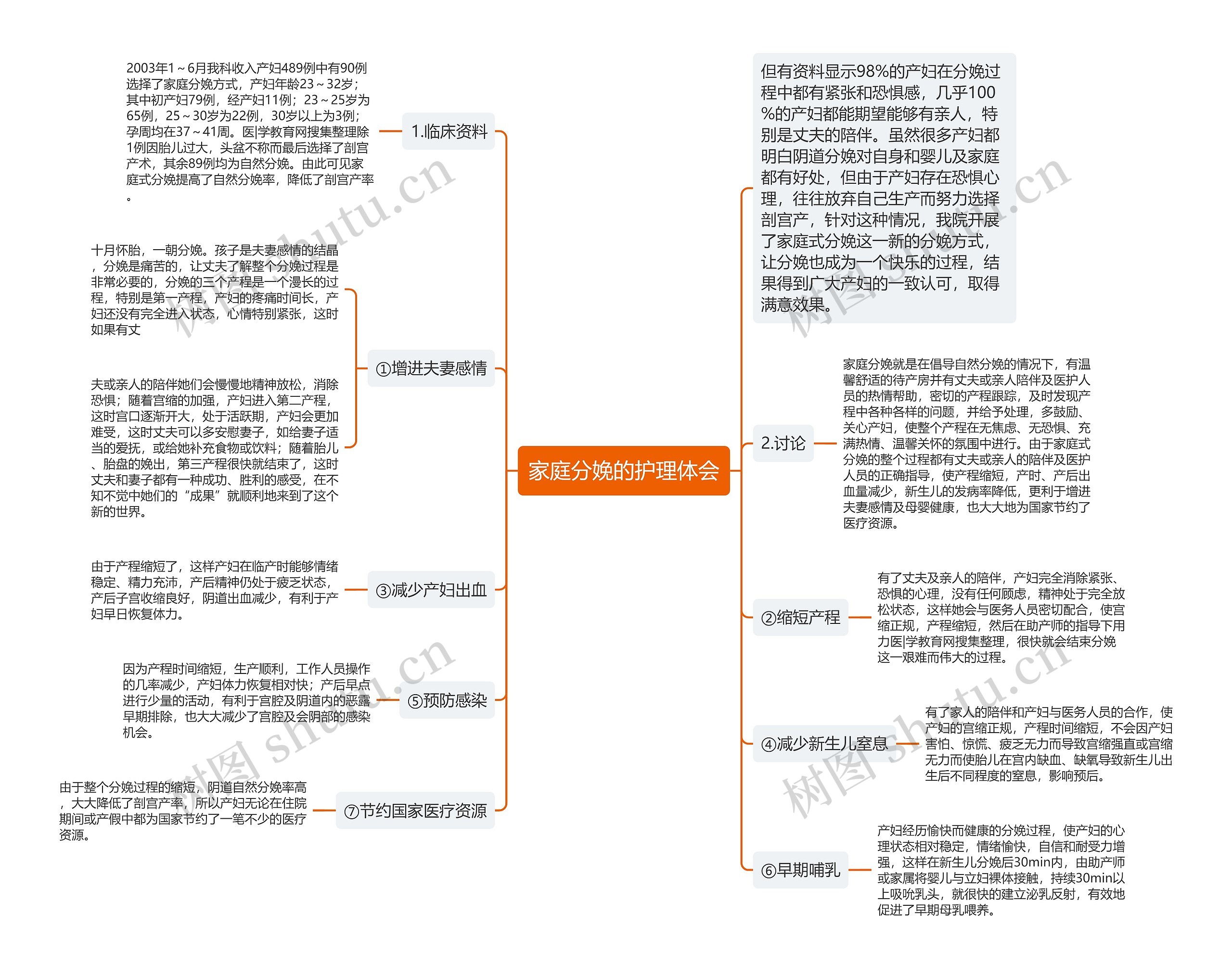 家庭分娩的护理体会思维导图