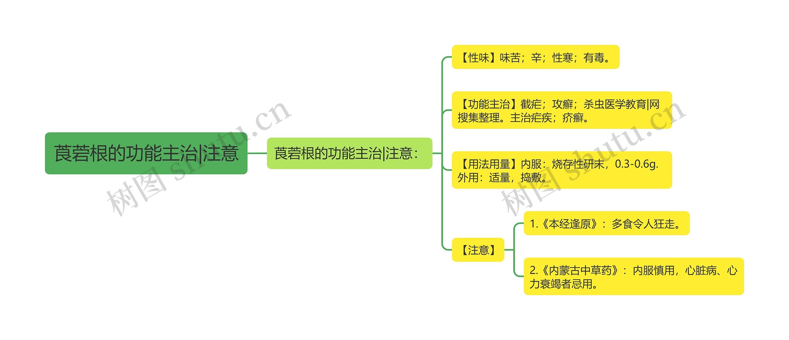 莨菪根的功能主治|注意思维导图