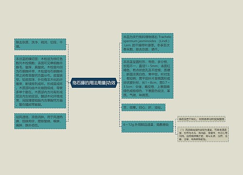 络石藤的用法用量|功效思维导图