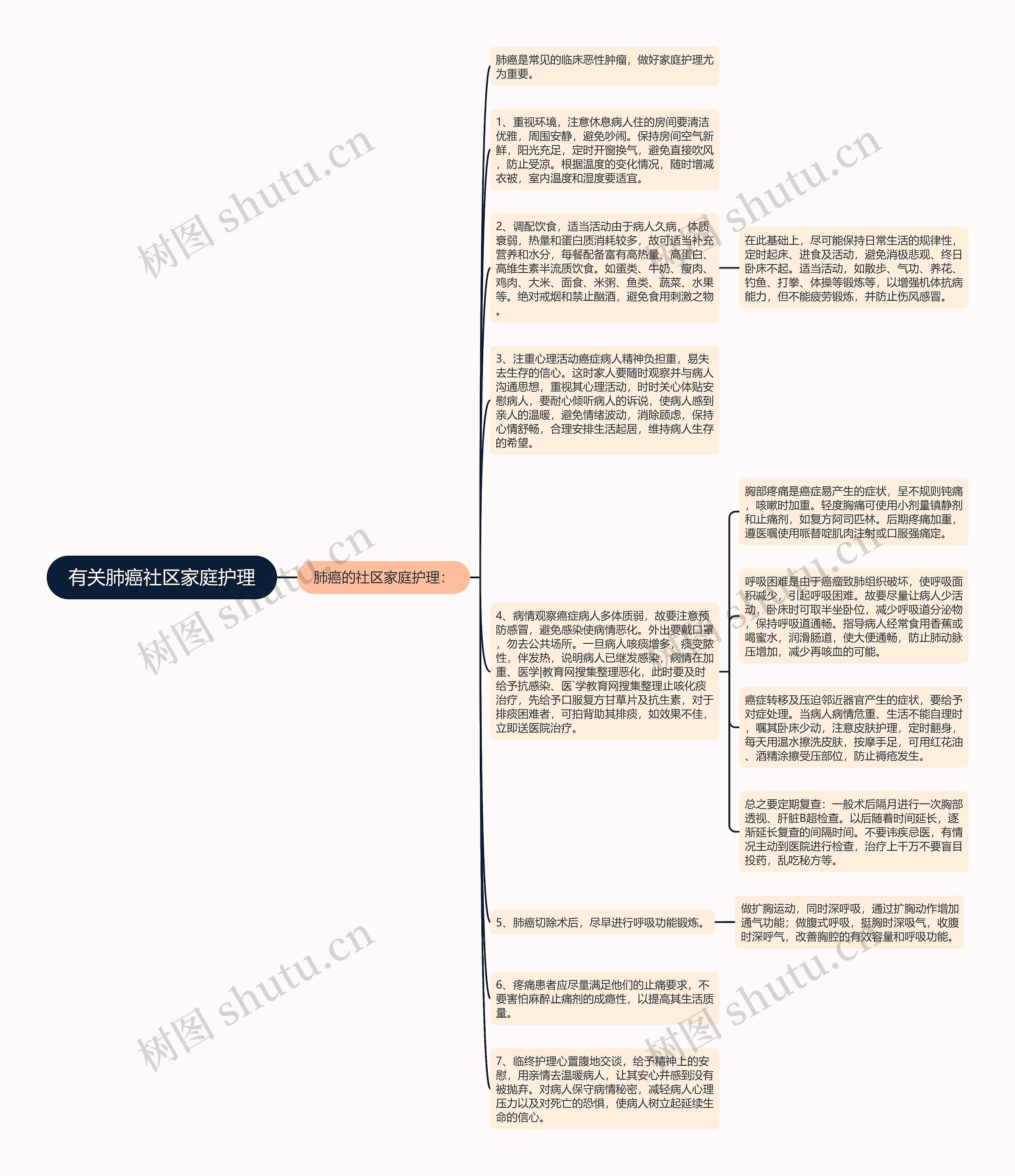 有关肺癌社区家庭护理思维导图