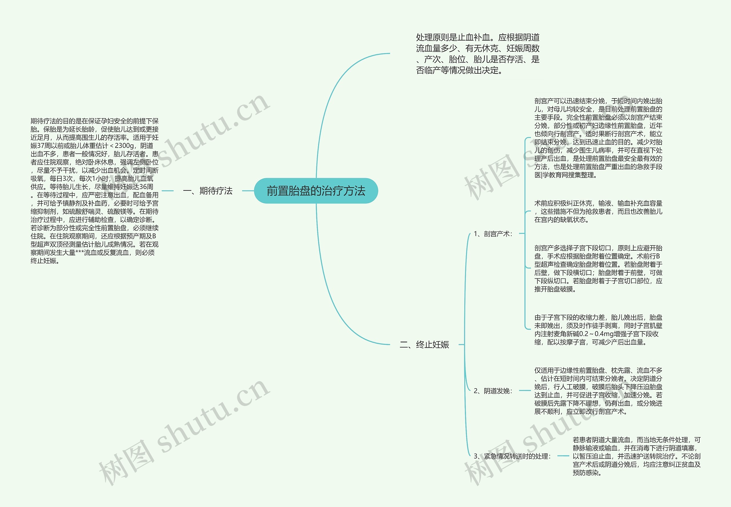 前置胎盘的治疗方法思维导图