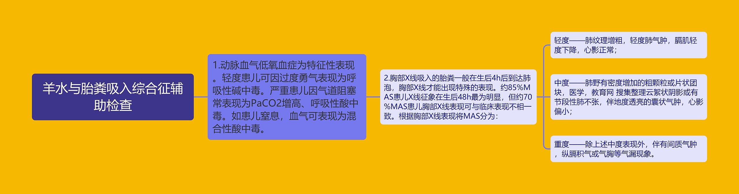 羊水与胎粪吸入综合征辅助检查思维导图