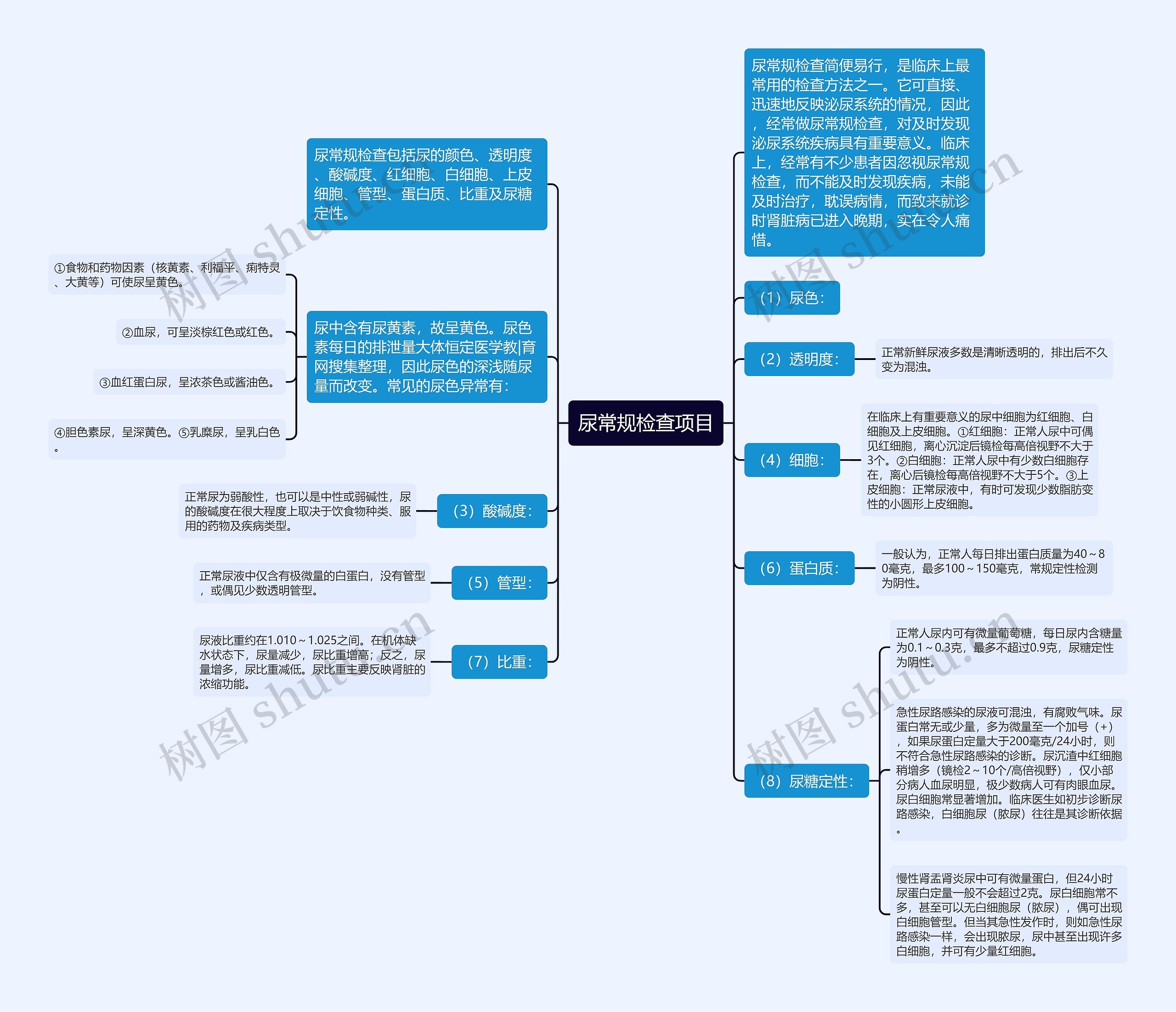 尿常规检查项目思维导图