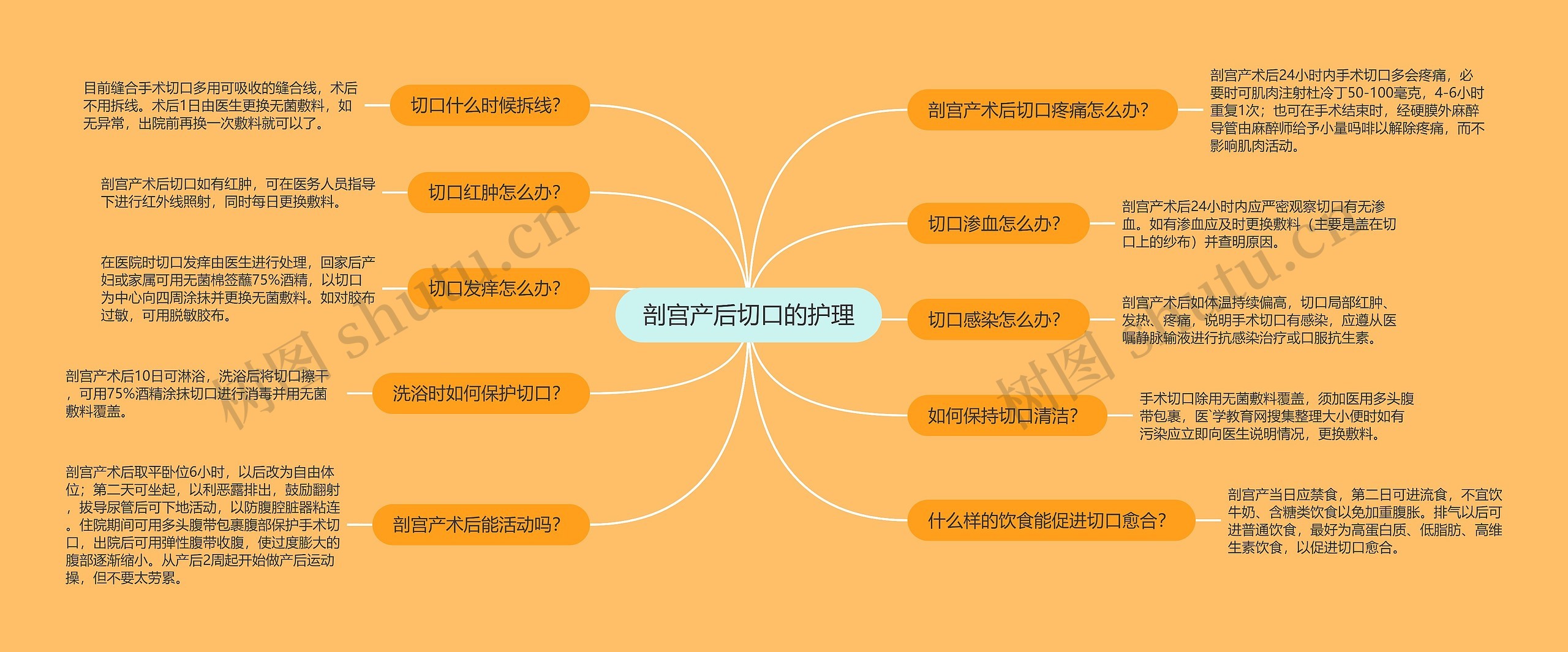 剖宫产后切口的护理思维导图