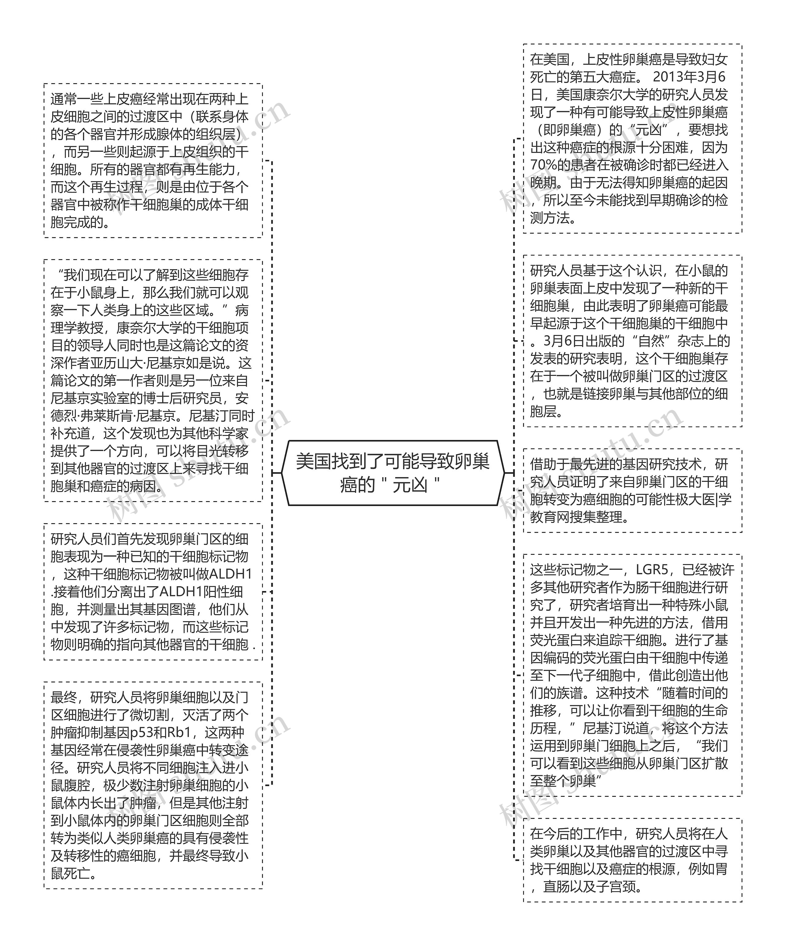 美国找到了可能导致卵巢癌的＂元凶＂思维导图