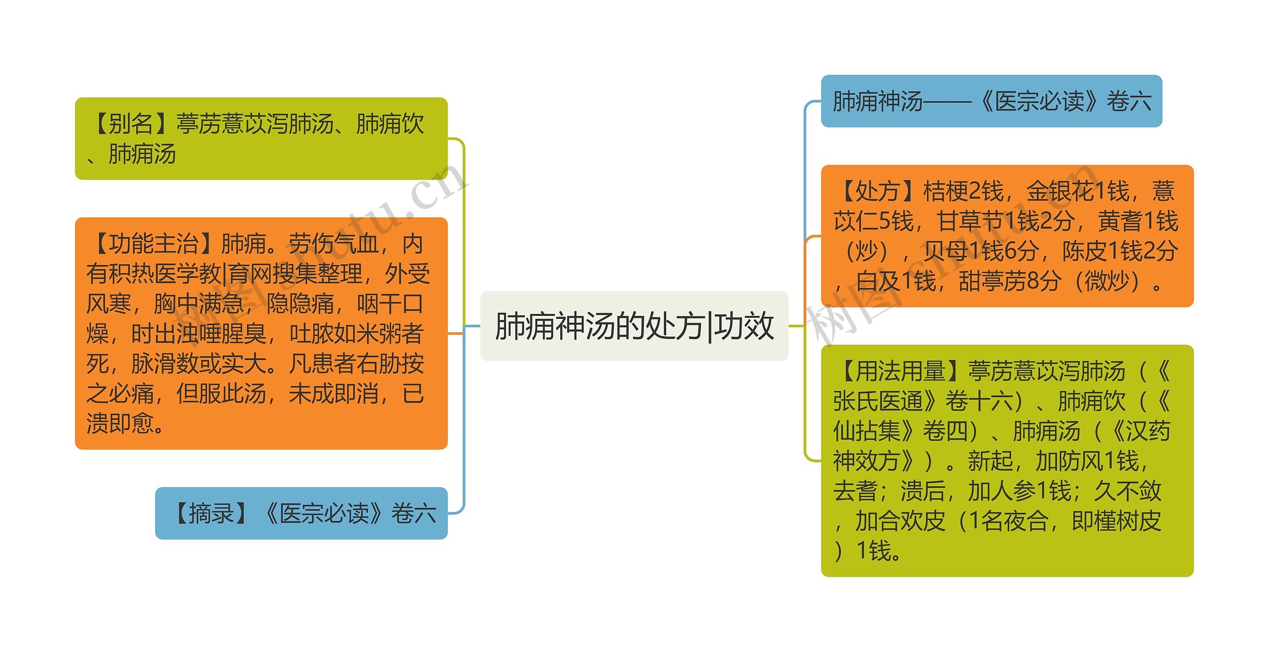 肺痈神汤的处方|功效思维导图