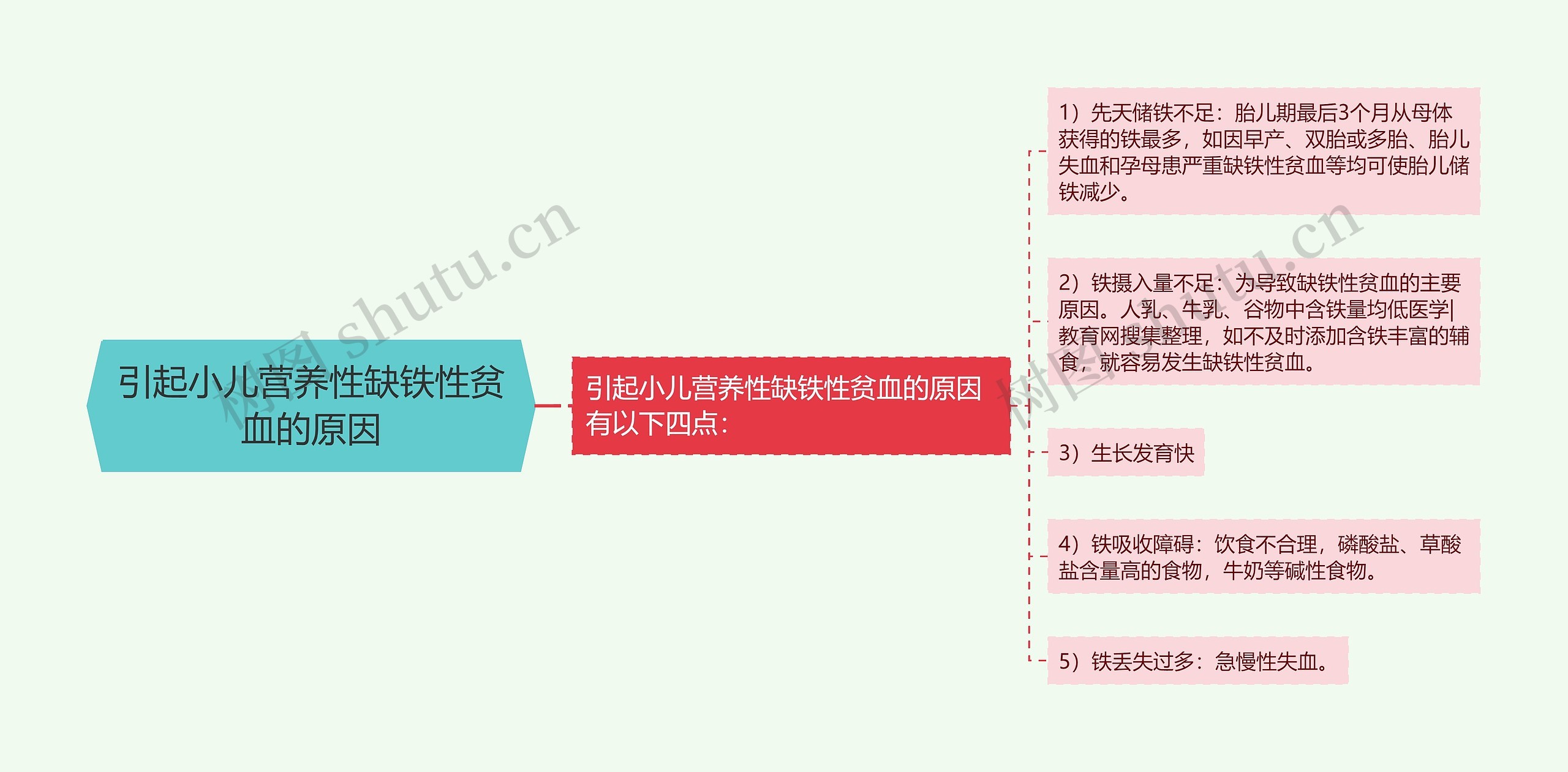 引起小儿营养性缺铁性贫血的原因思维导图