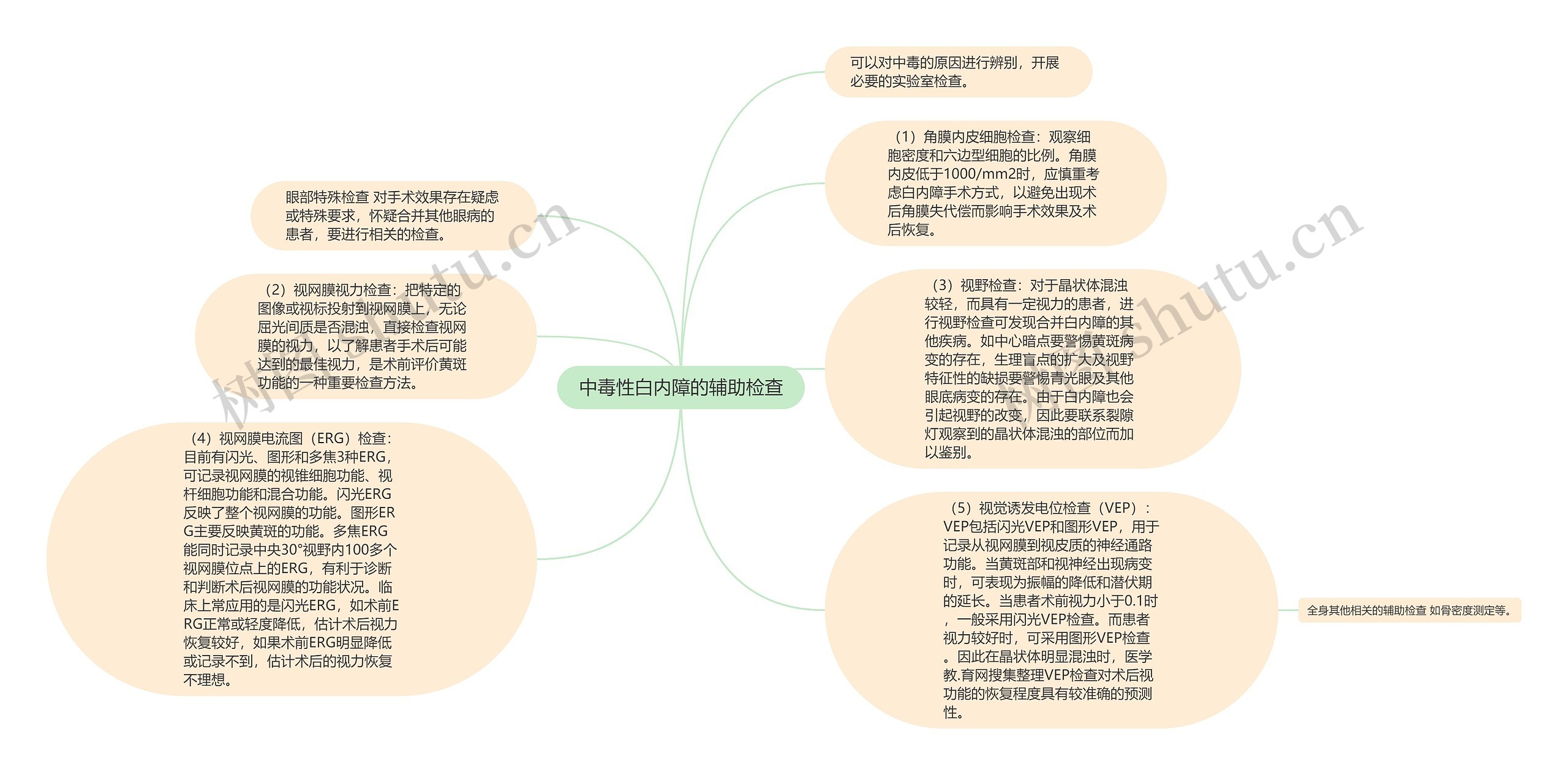 中毒性白内障的辅助检查思维导图