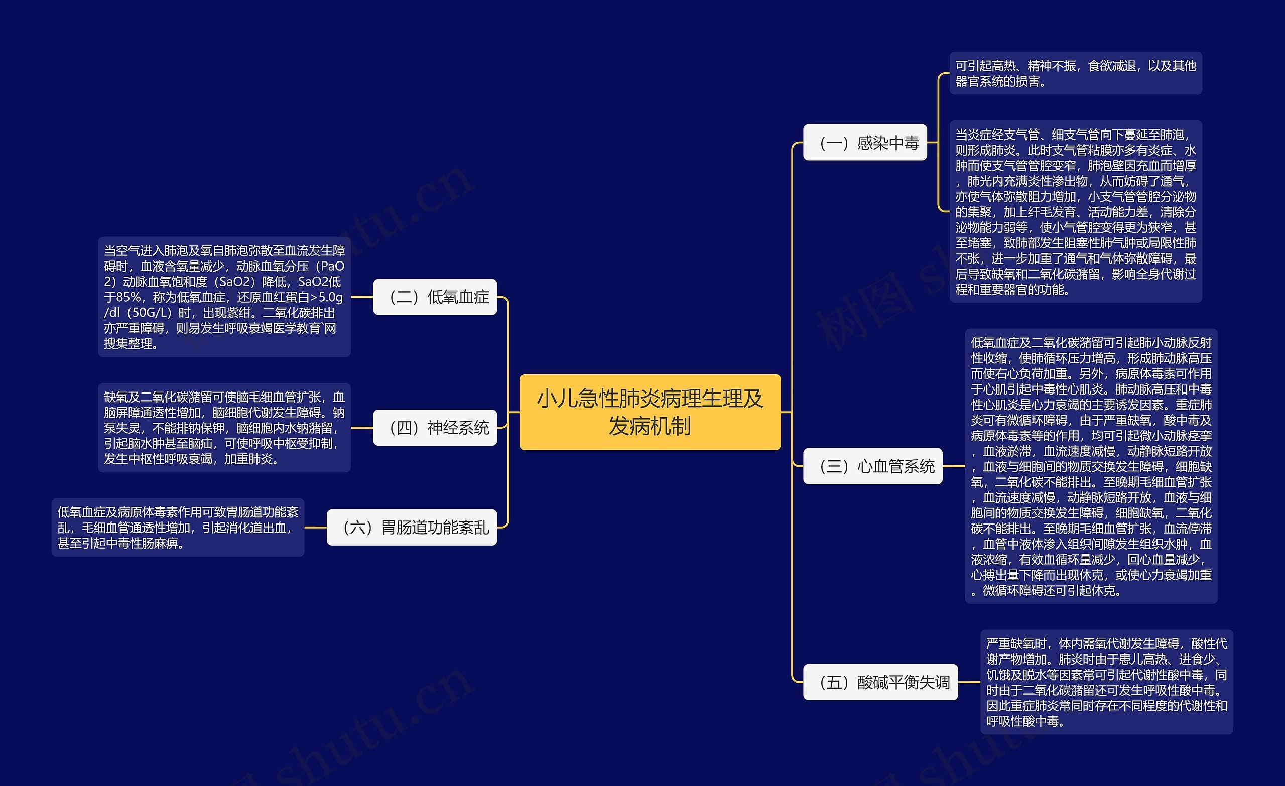 小儿急性肺炎病理生理及发病机制思维导图