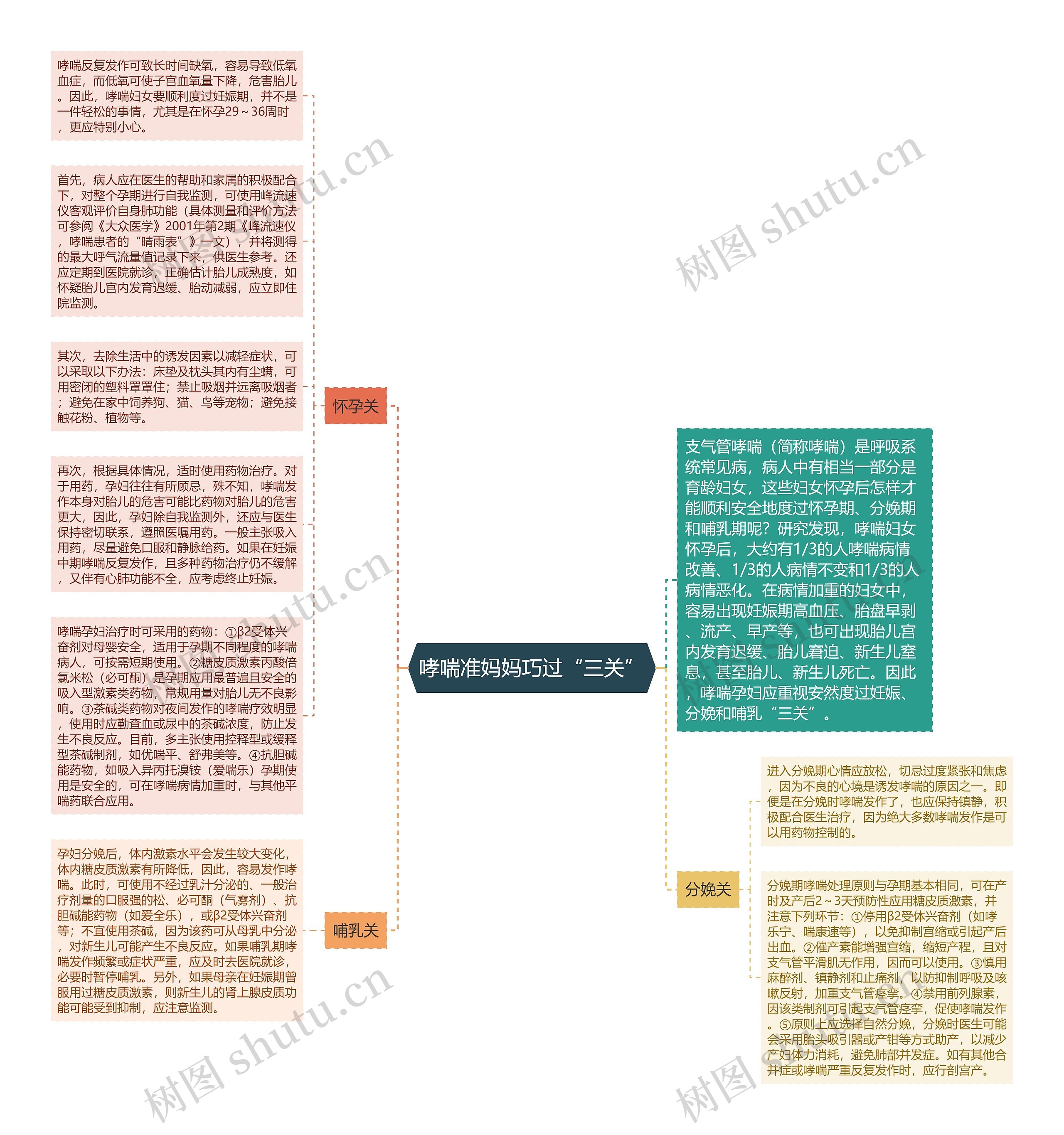 哮喘准妈妈巧过“三关”思维导图