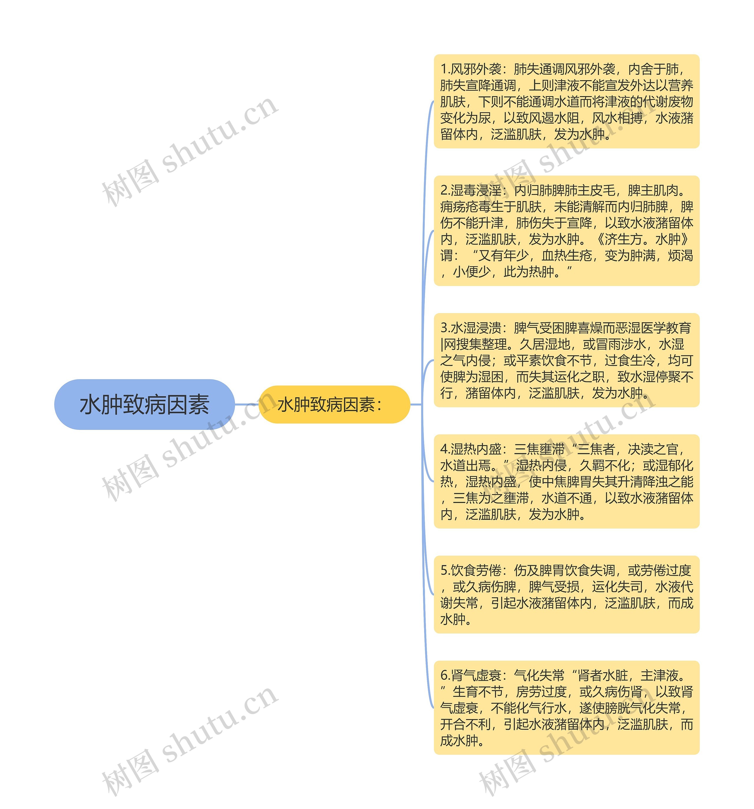 水肿致病因素思维导图