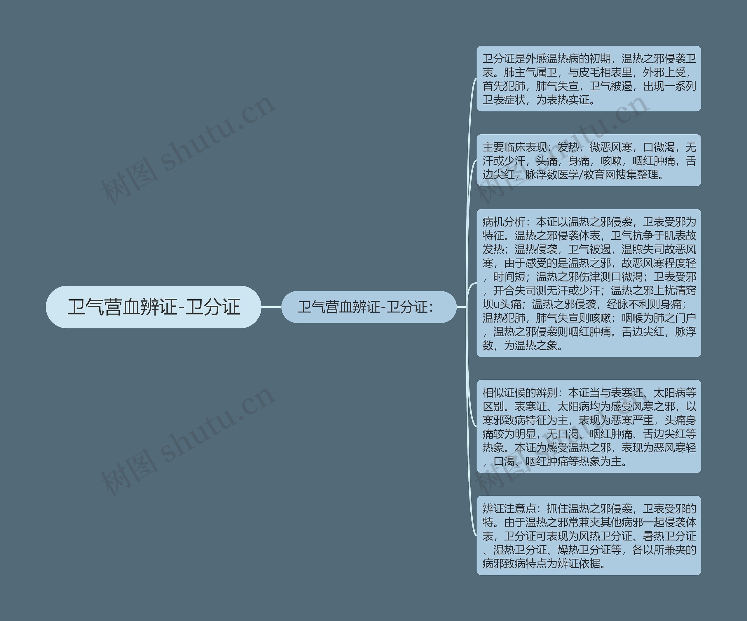 卫气营血辨证-卫分证思维导图