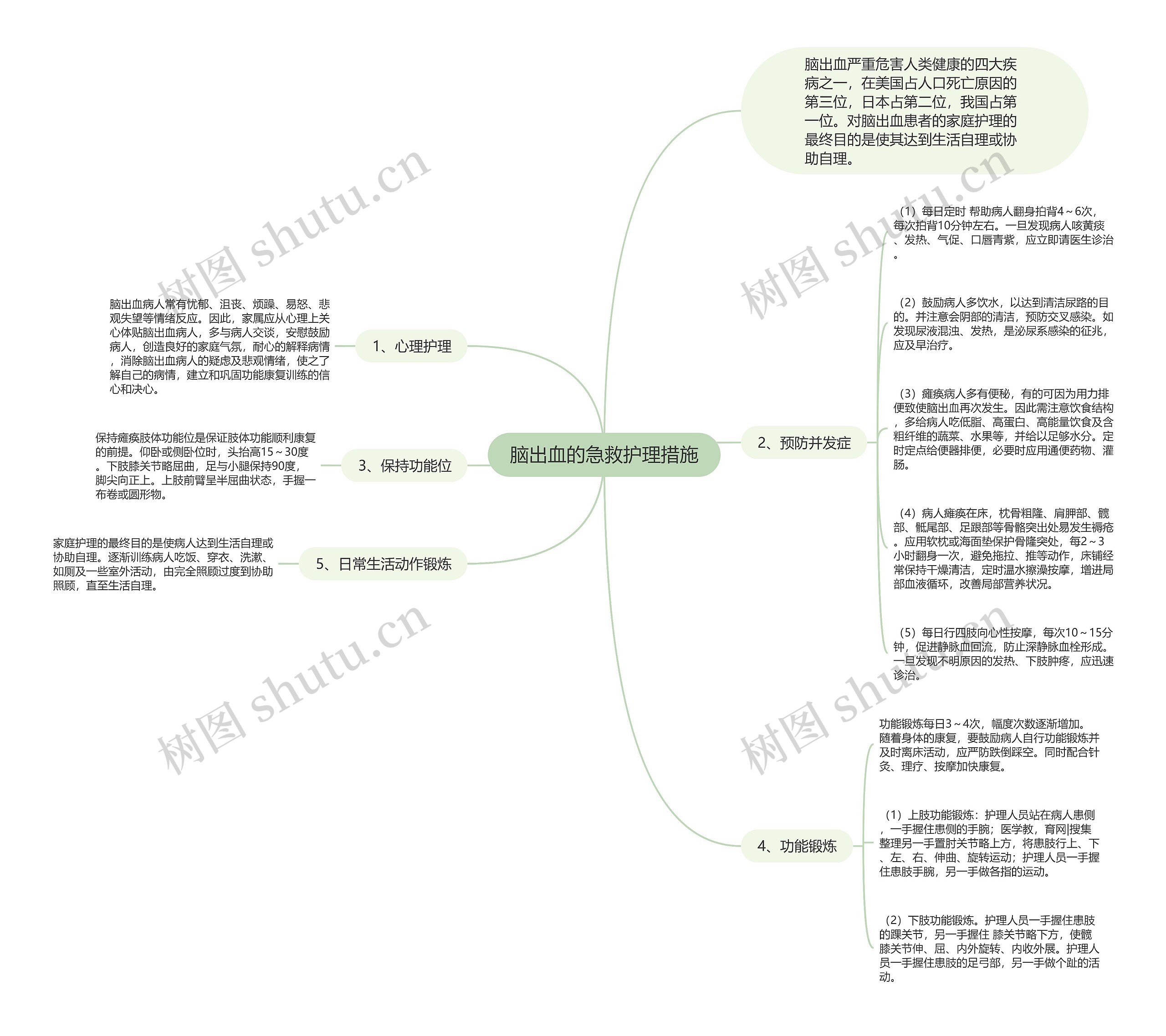 脑出血的急救护理措施思维导图