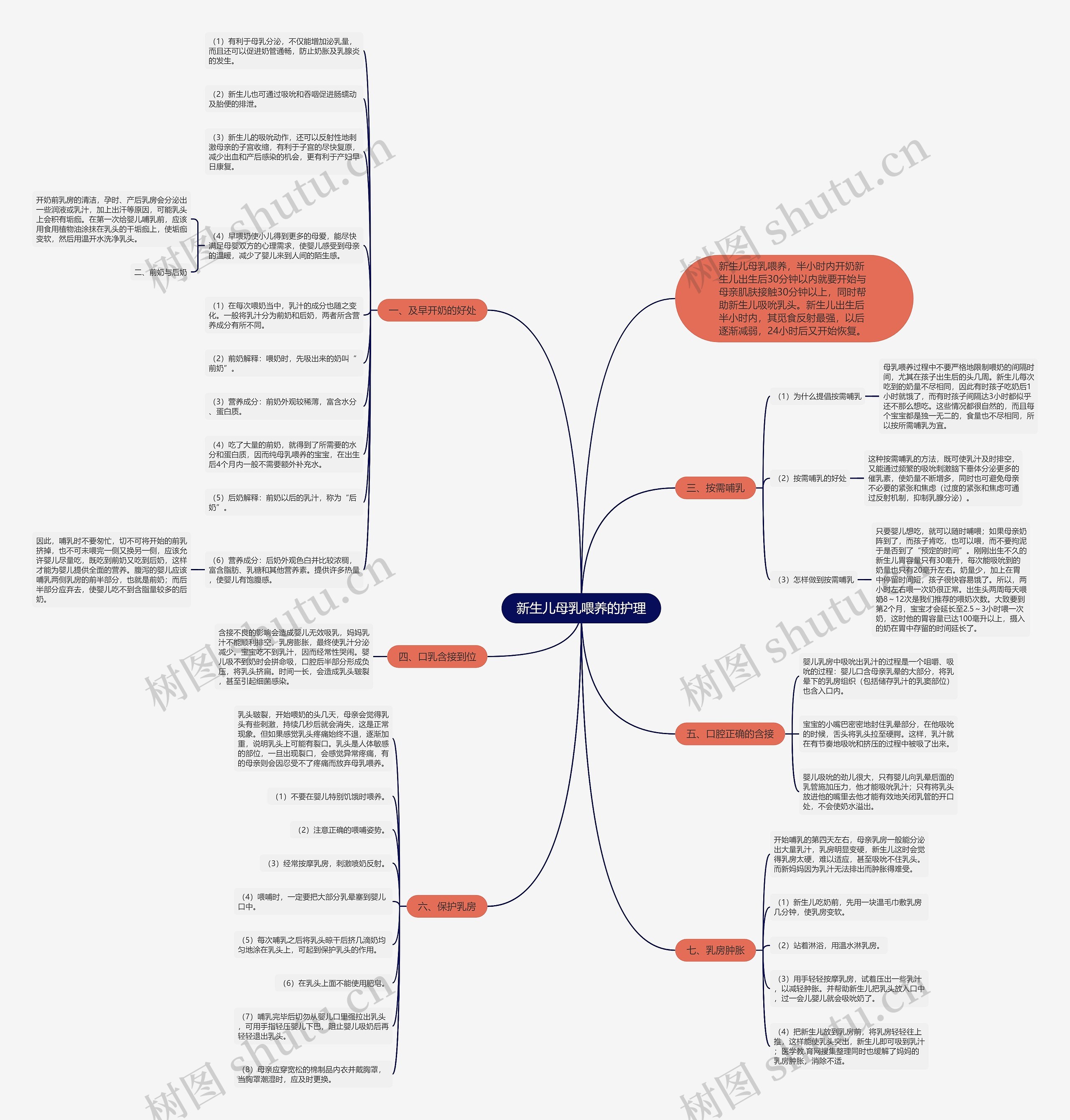 新生儿母乳喂养的护理思维导图