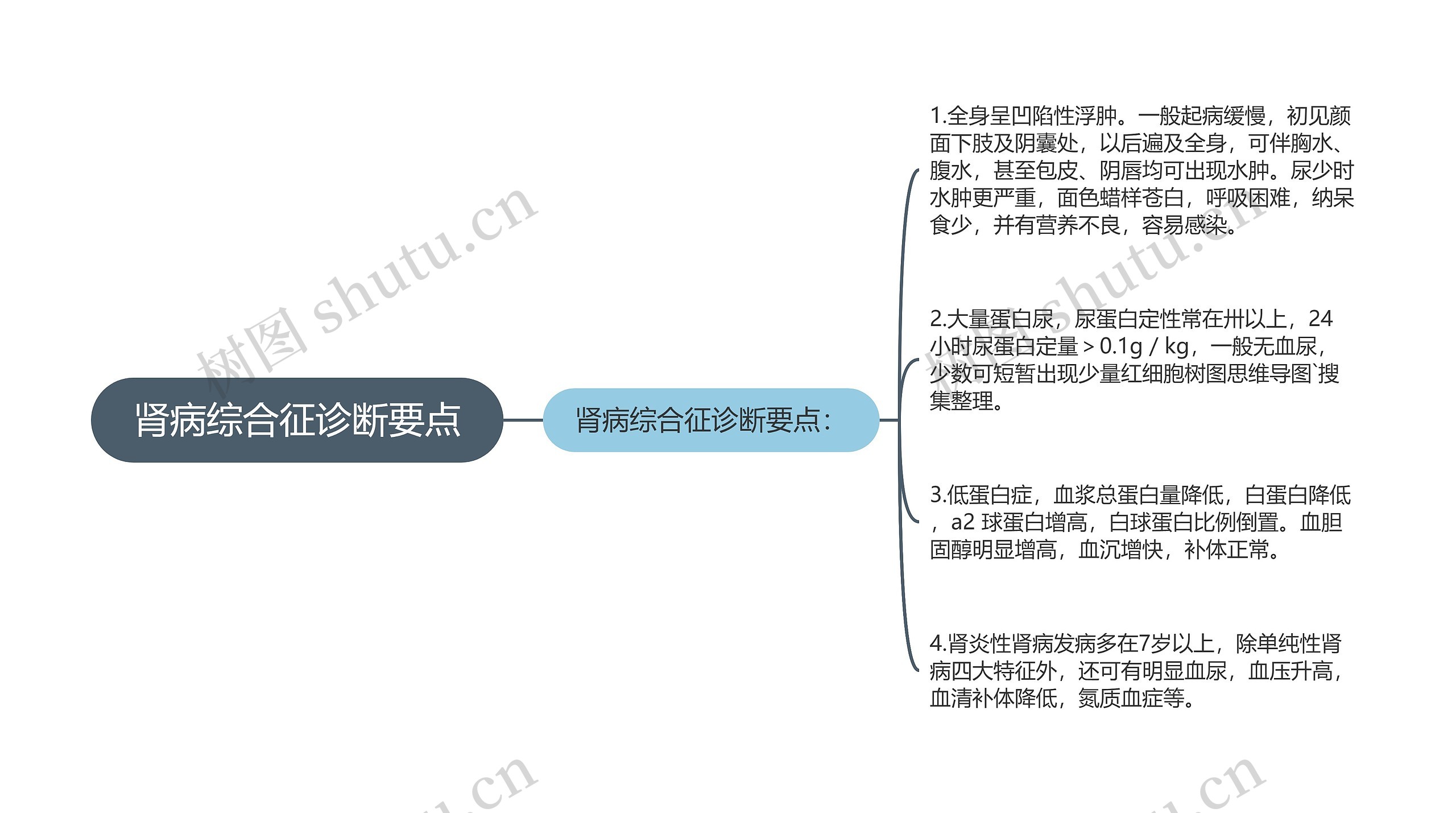 肾病综合征诊断要点思维导图