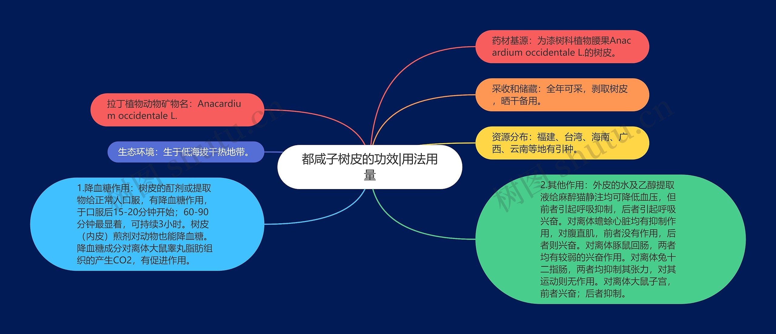 都咸子树皮的功效|用法用量思维导图