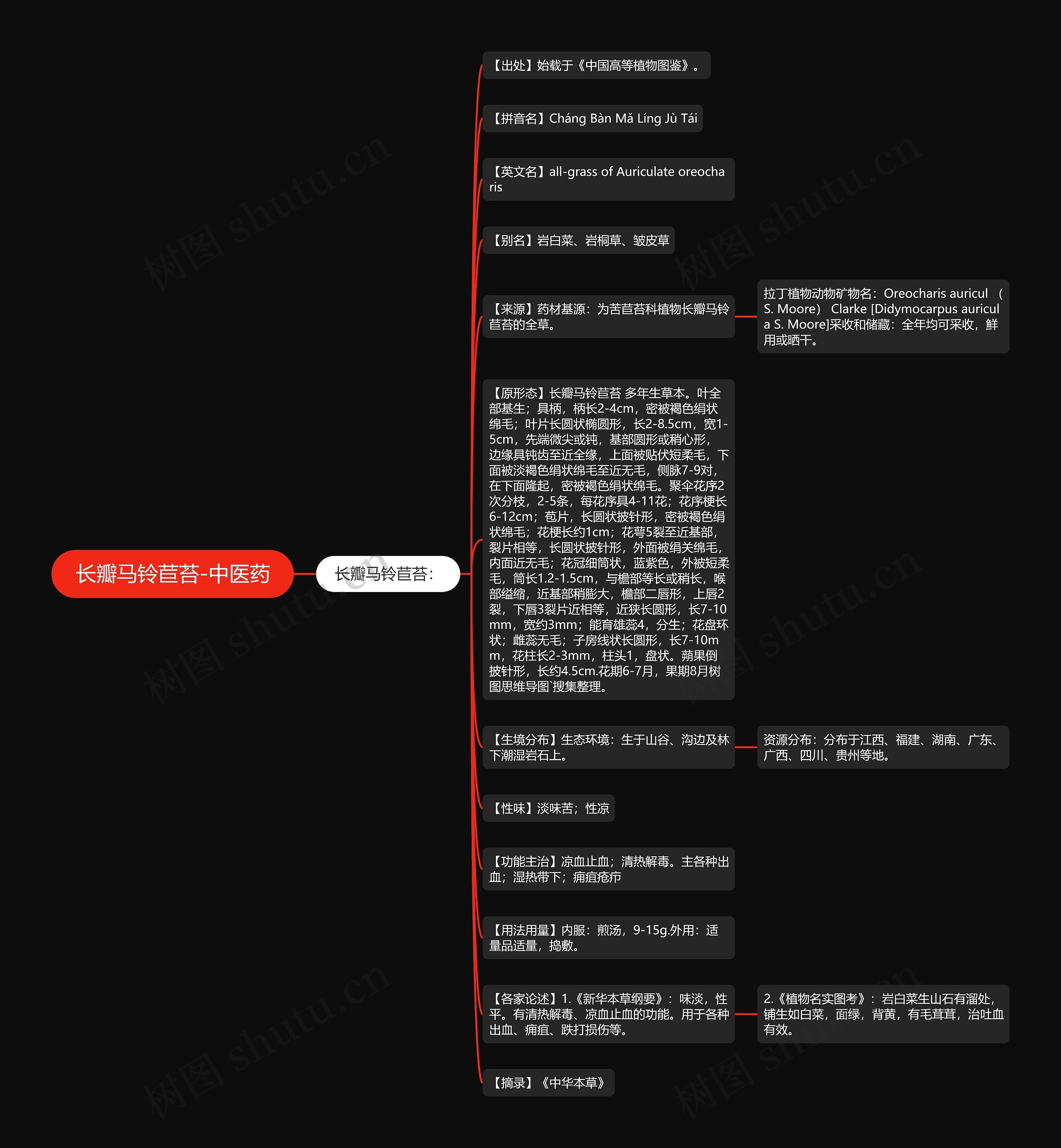 长瓣马铃苣苔-中医药思维导图