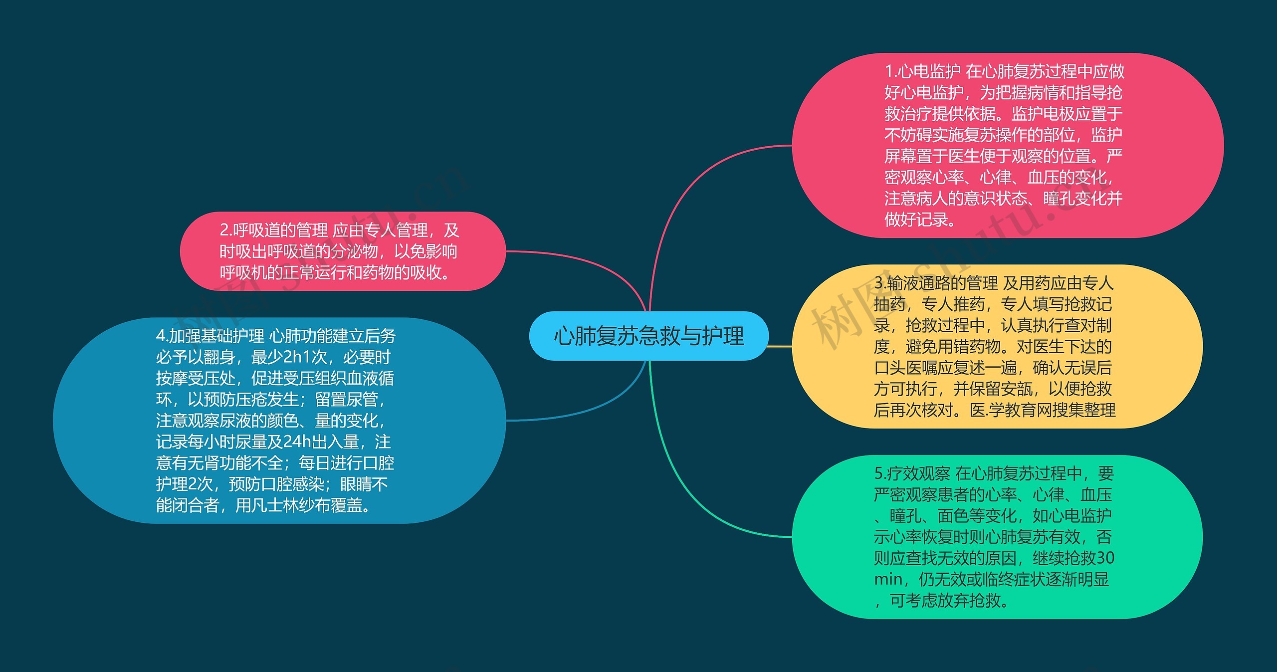 心肺复苏急救与护理思维导图