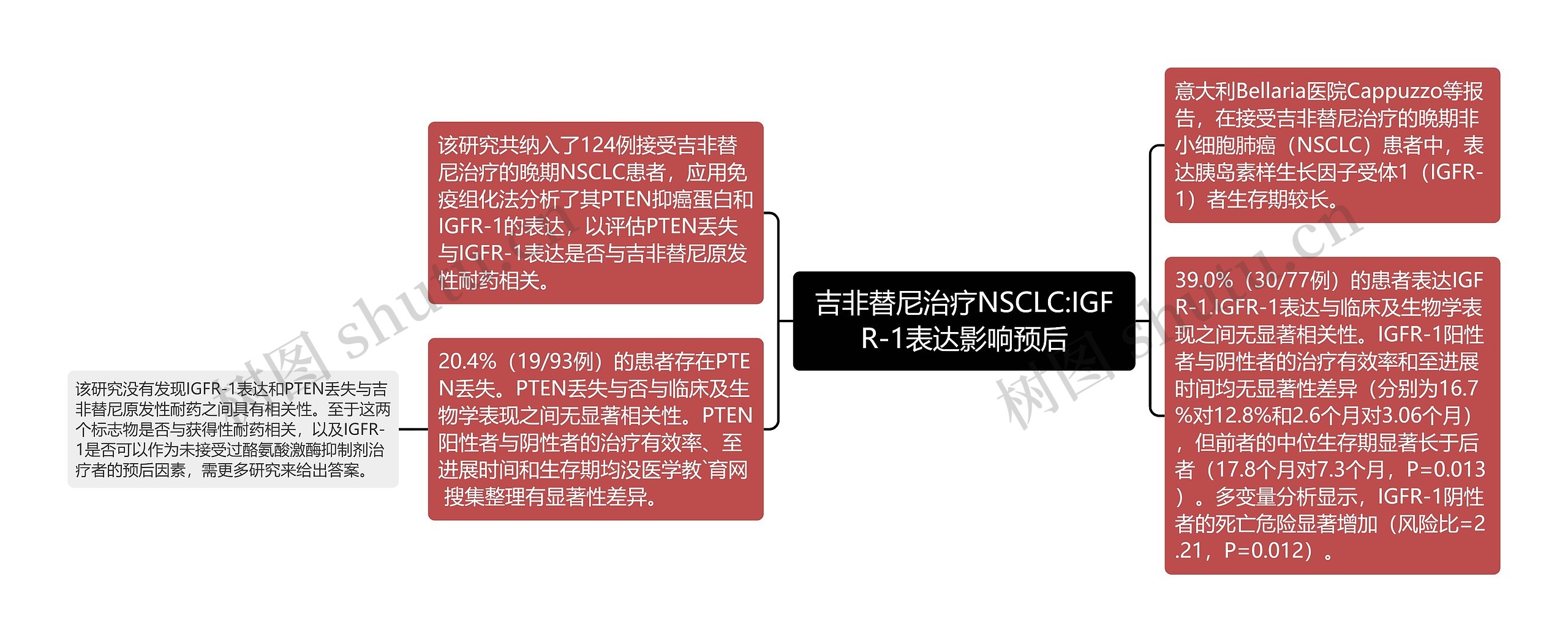 吉非替尼治疗NSCLC:IGFR-1表达影响预后思维导图