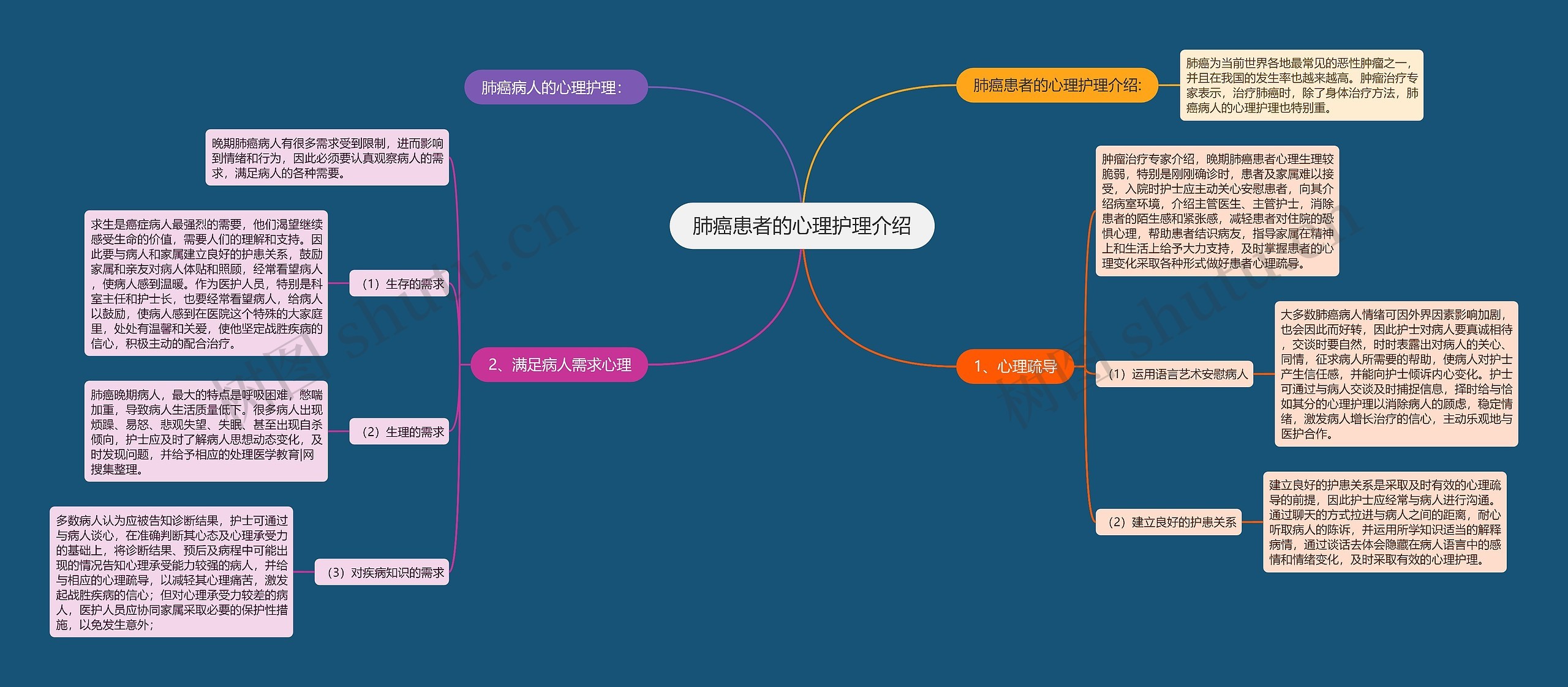 肺癌患者的心理护理介绍思维导图