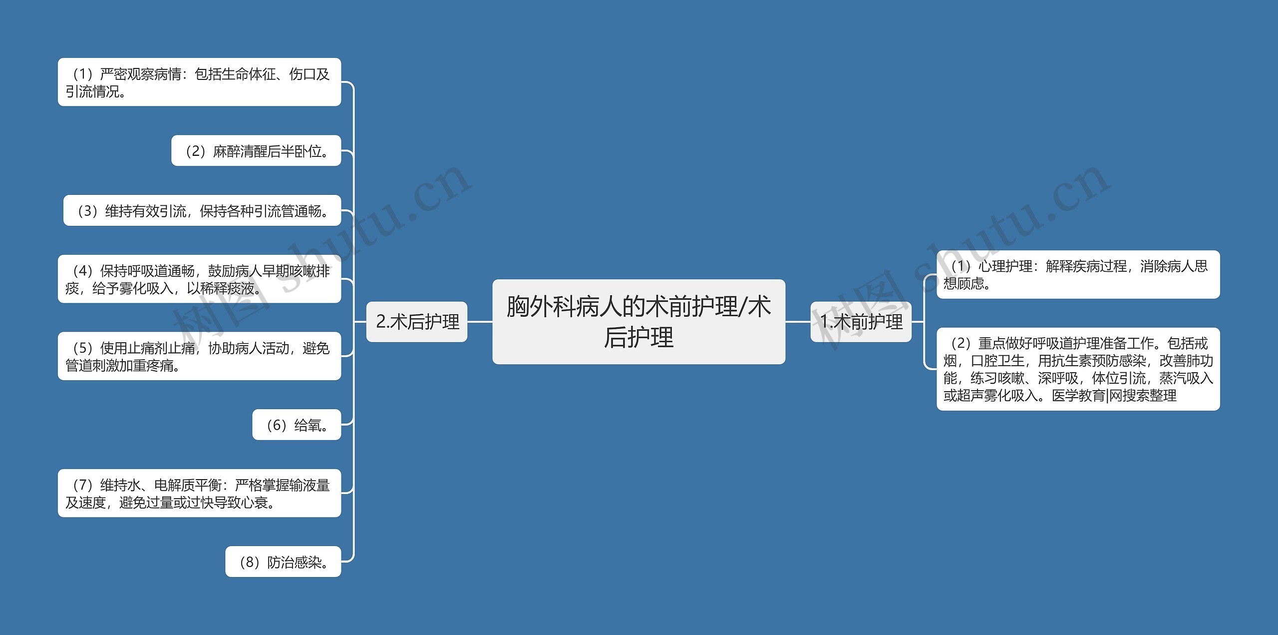 胸外科病人的术前护理/术后护理思维导图