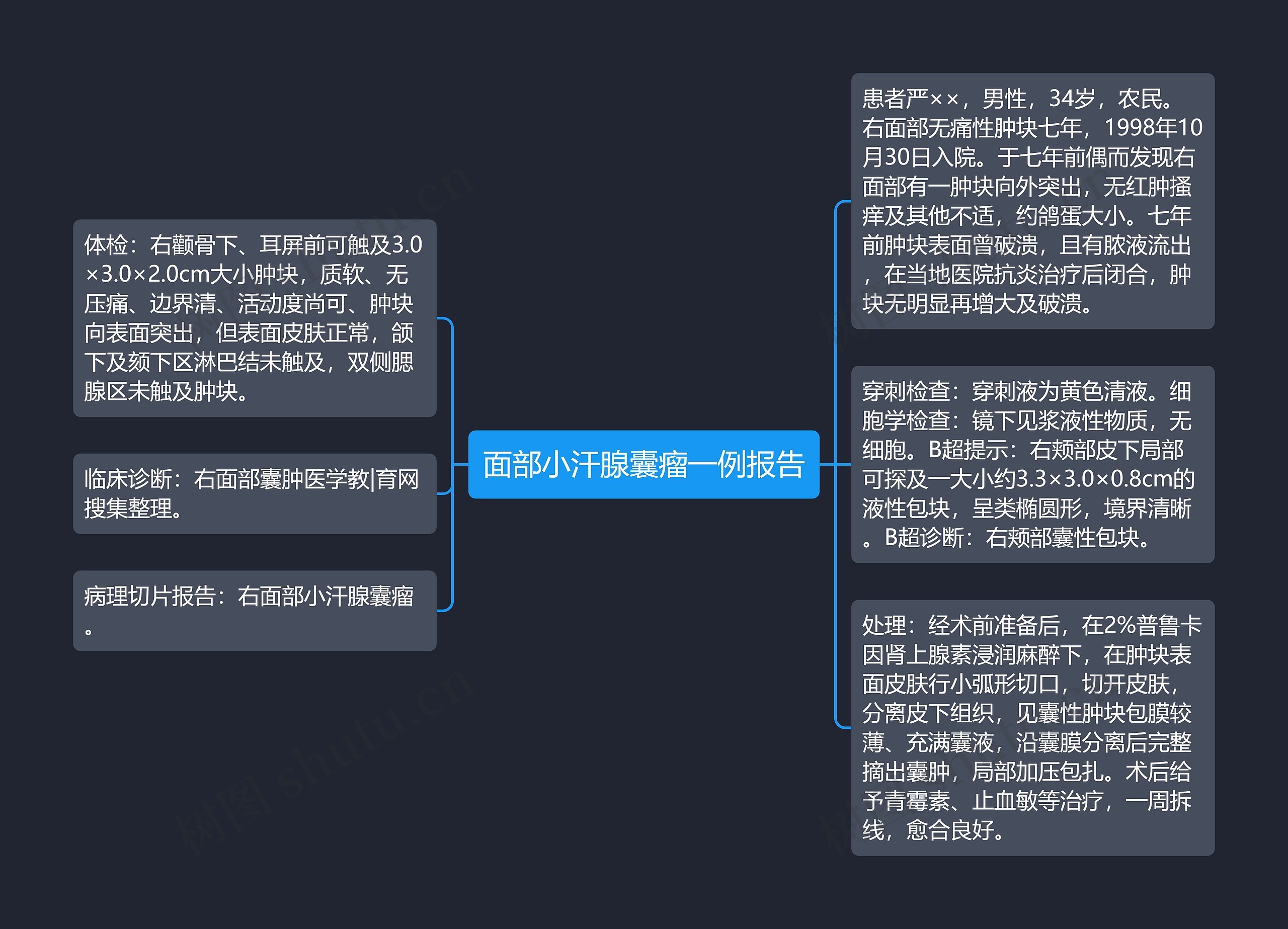 面部小汗腺囊瘤一例报告思维导图