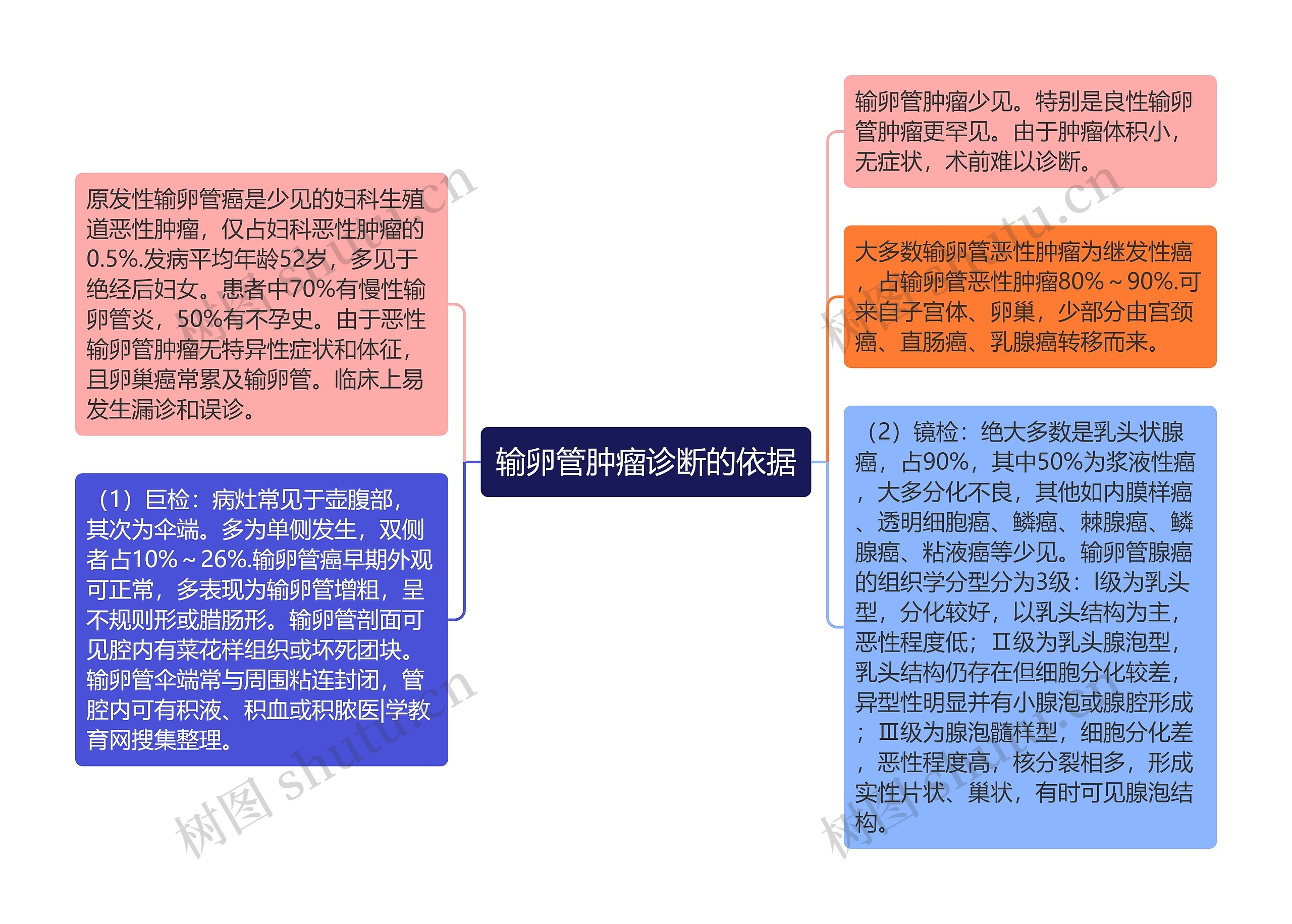 输卵管肿瘤诊断的依据思维导图