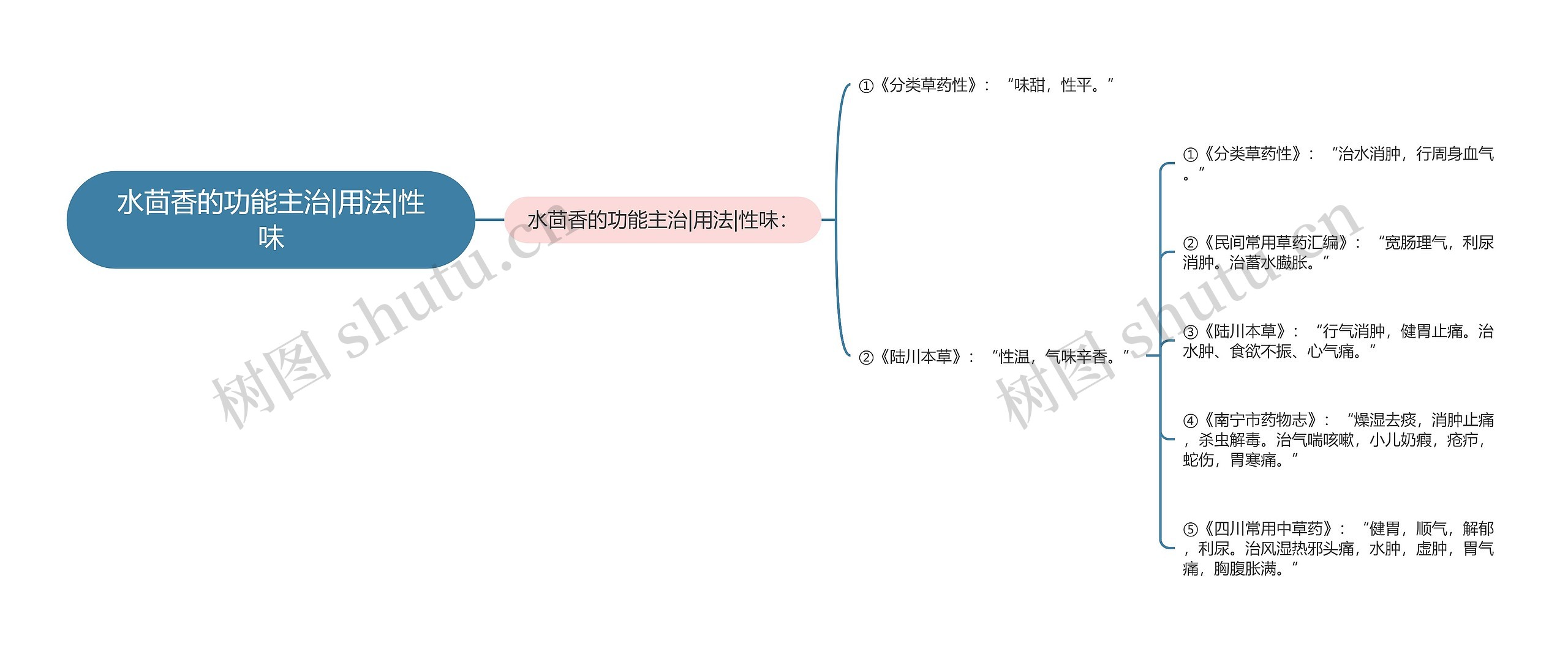 水茴香的功能主治|用法|性味思维导图