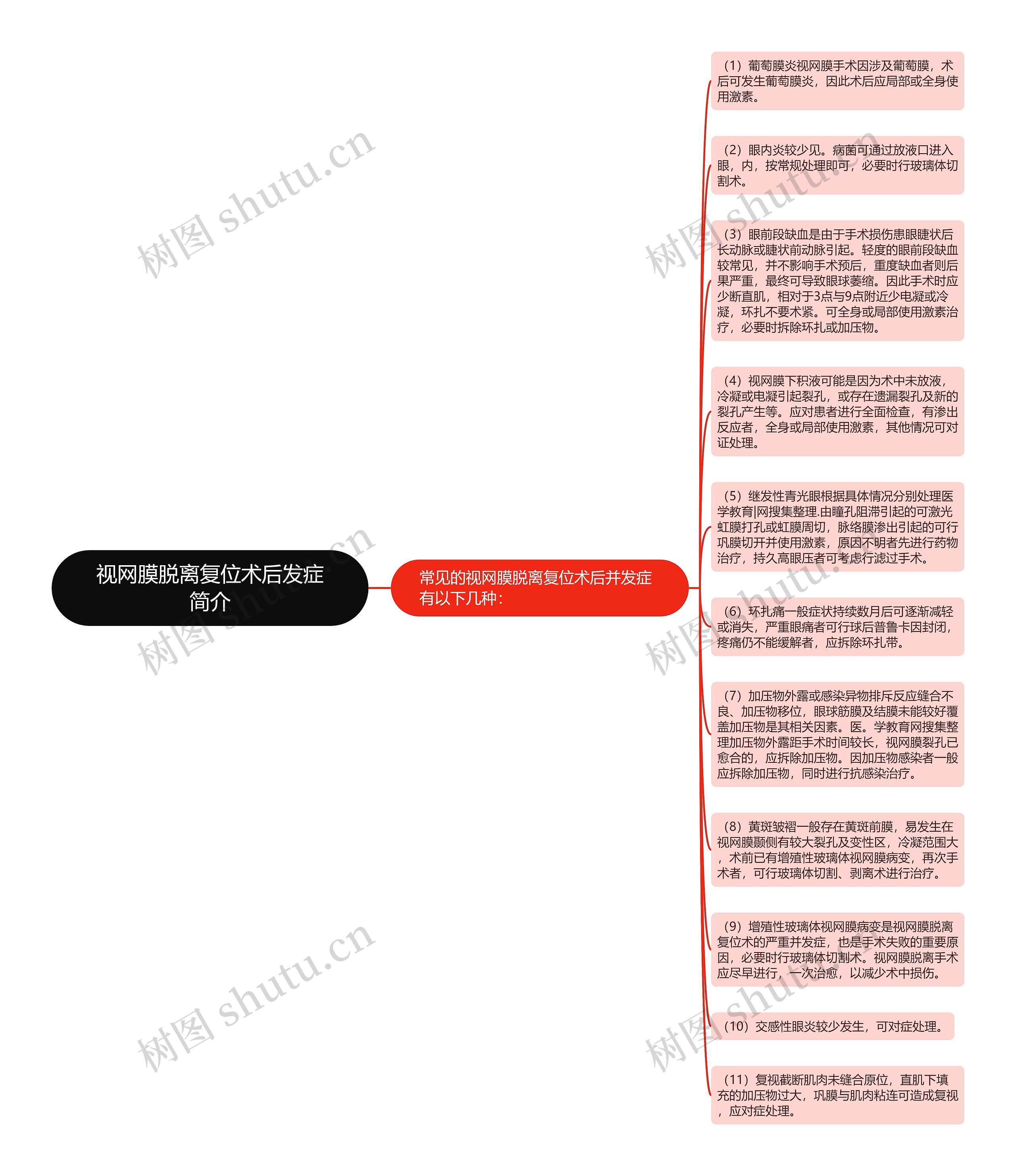 视网膜脱离复位术后发症简介思维导图