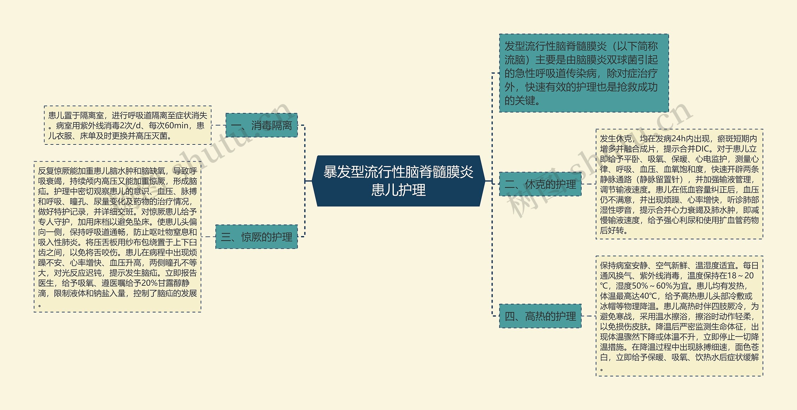 暴发型流行性脑脊髓膜炎患儿护理思维导图