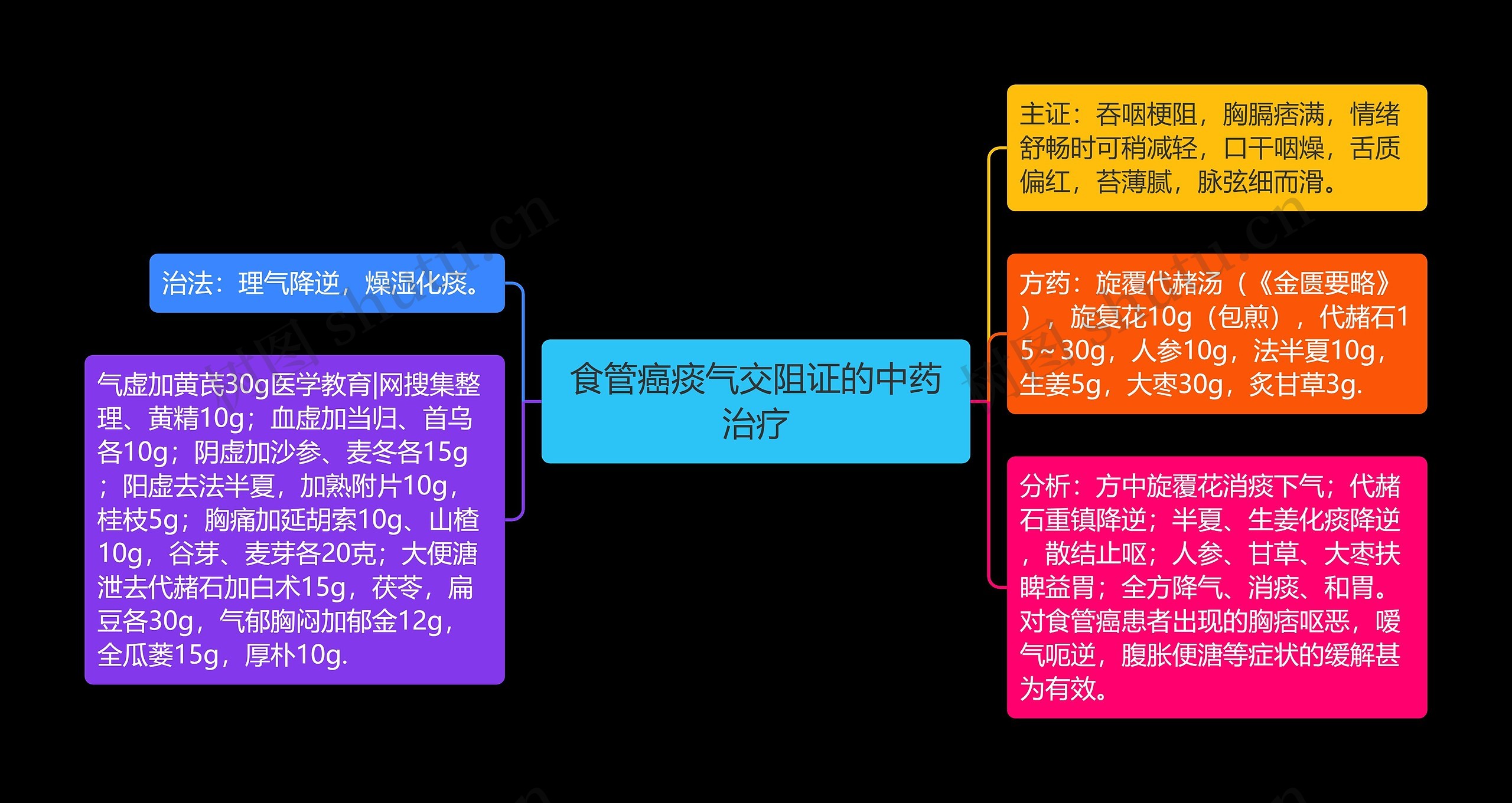 食管癌痰气交阻证的中药治疗思维导图