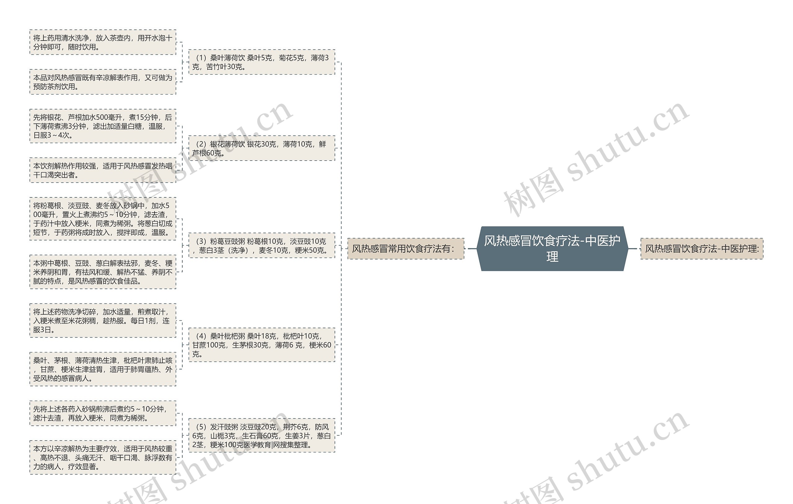 风热感冒饮食疗法-中医护理思维导图