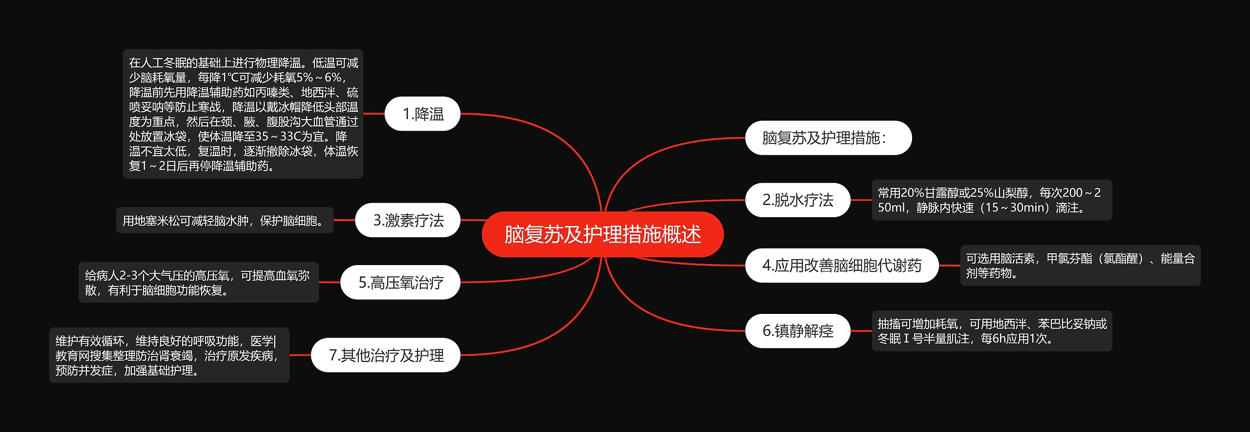 脑复苏及护理措施概述思维导图