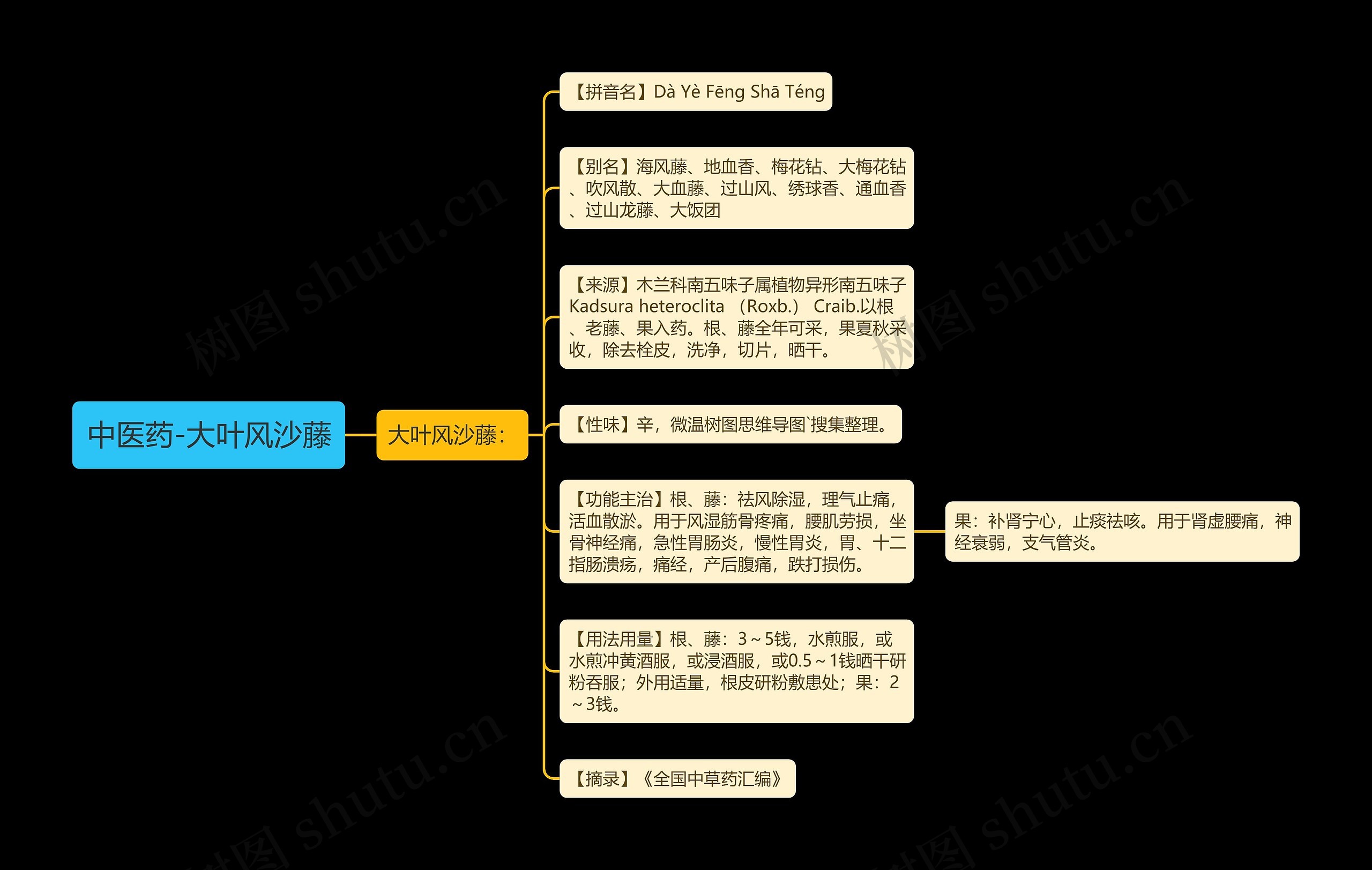 中医药-大叶风沙藤思维导图