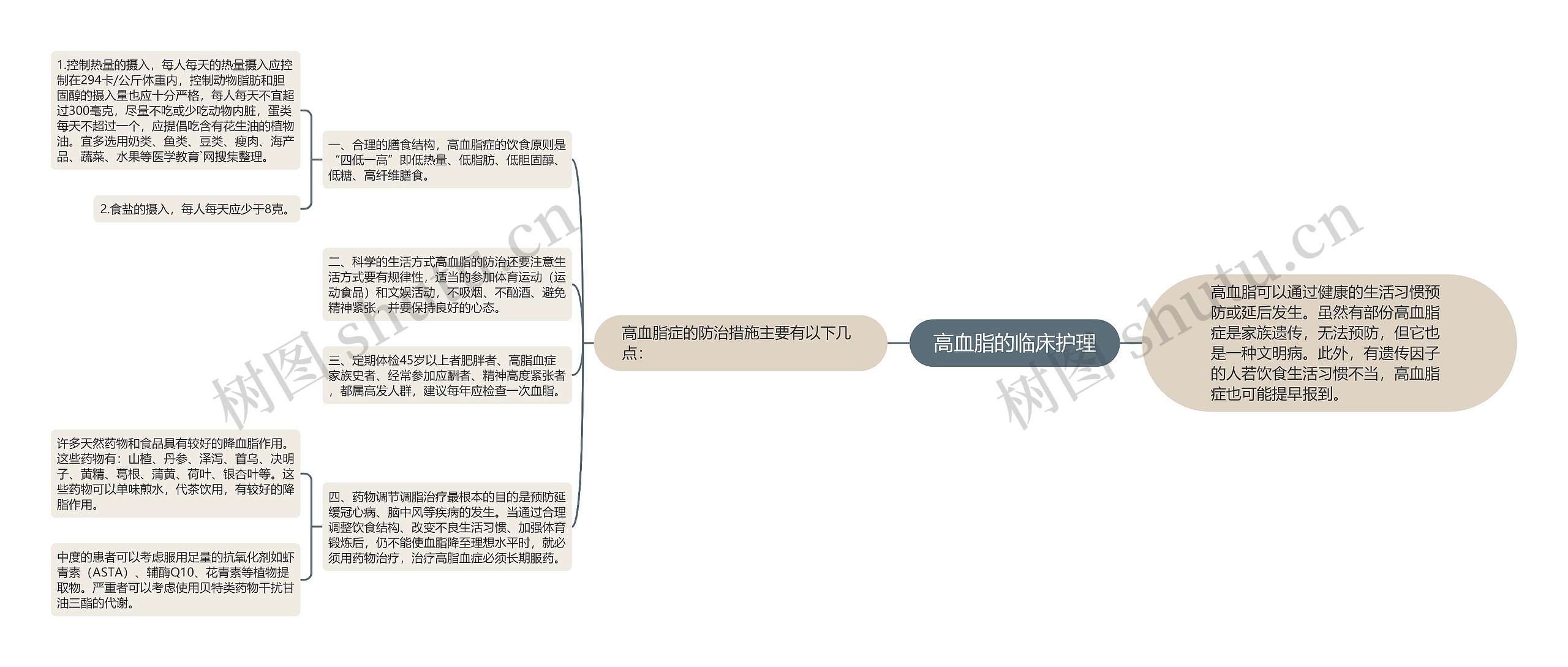 高血脂的临床护理思维导图