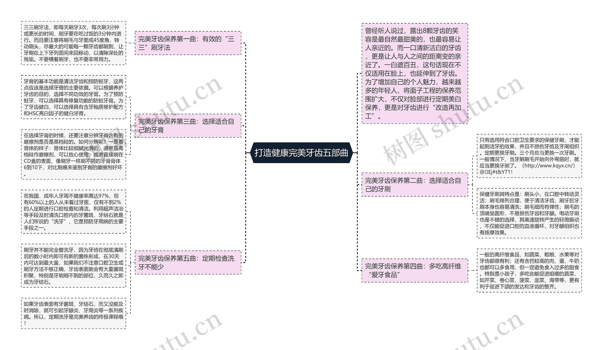 打造健康完美牙齿五部曲思维导图