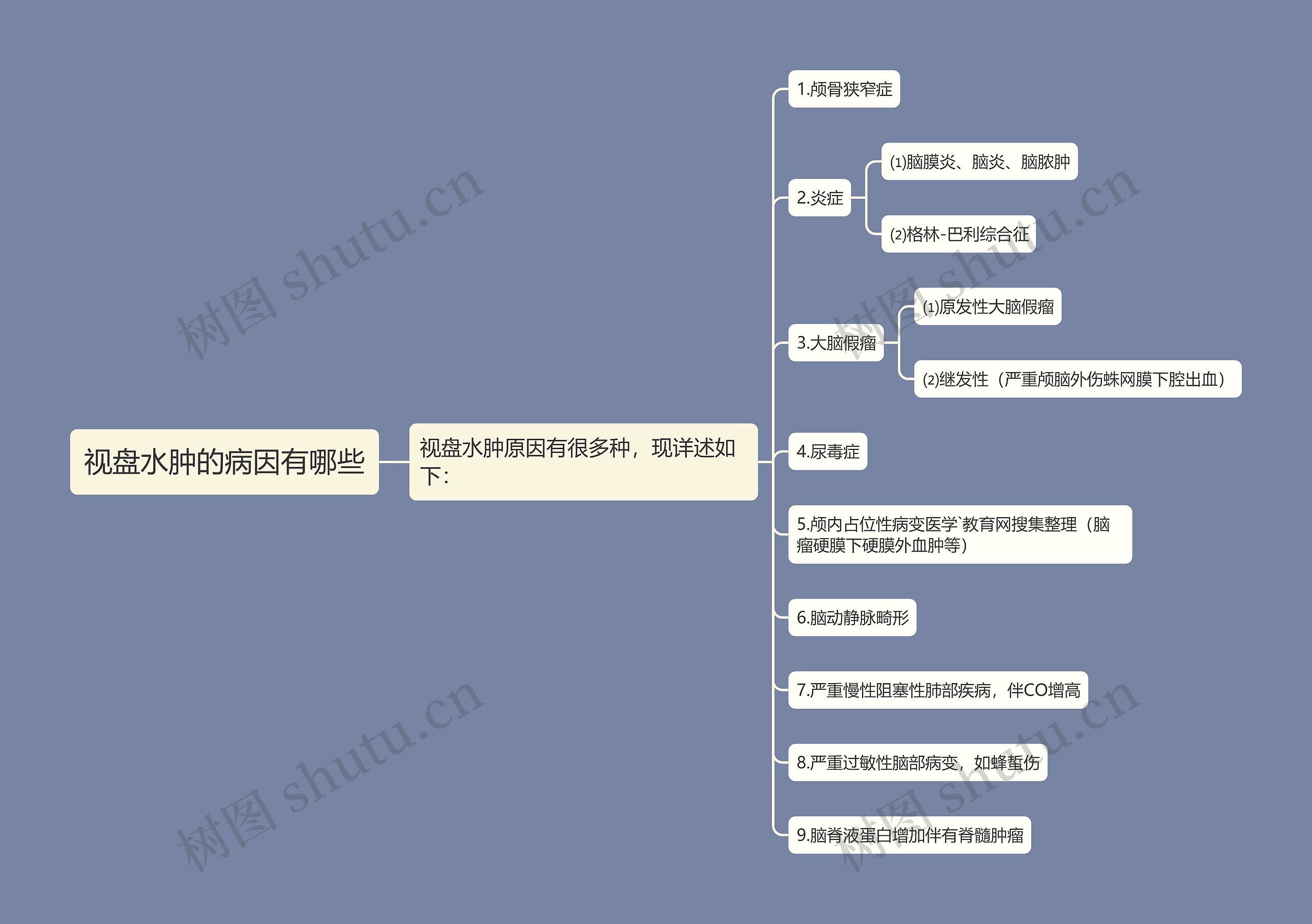 视盘水肿的病因有哪些思维导图