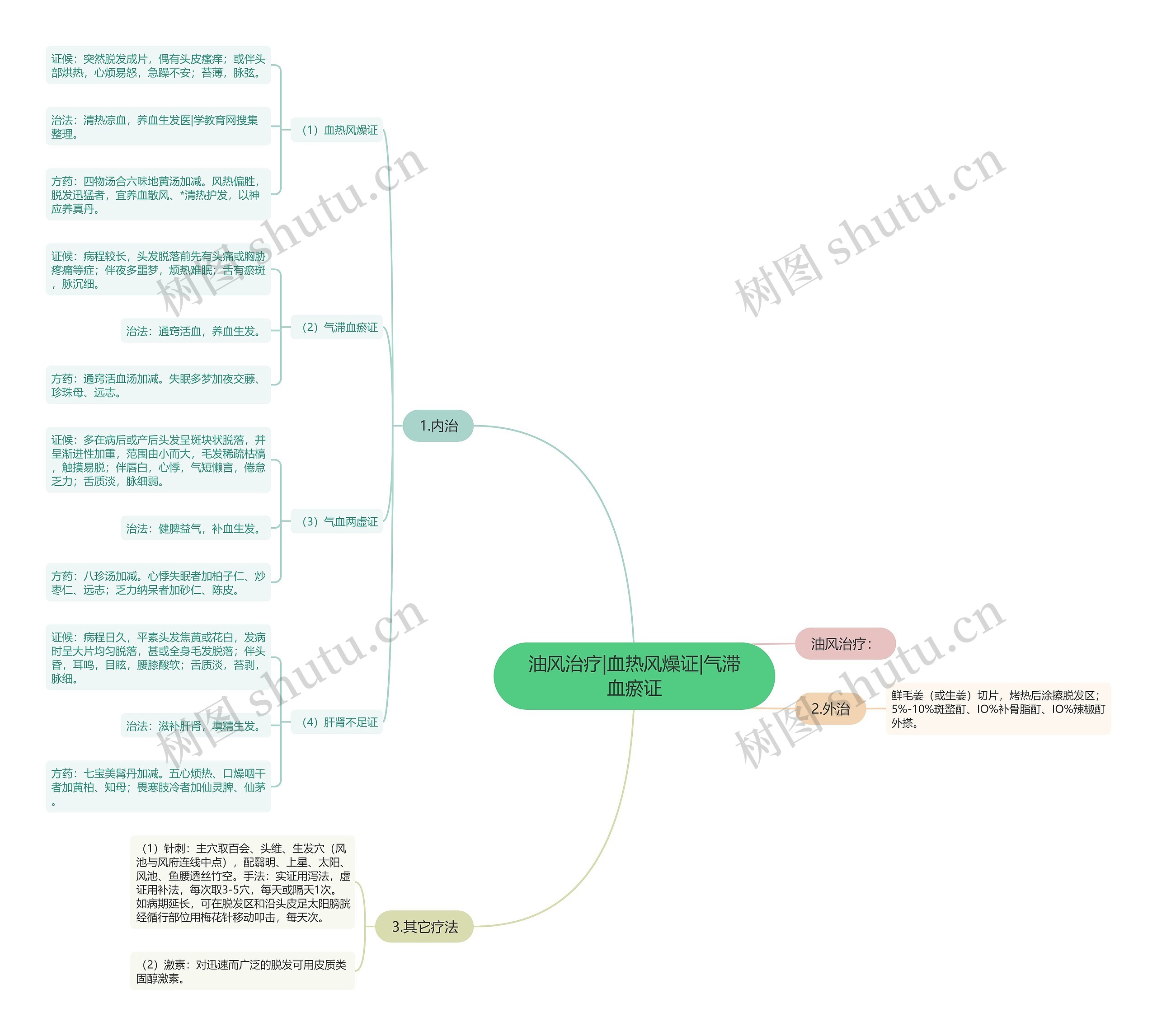 油风治疗|血热风燥证|气滞血瘀证思维导图