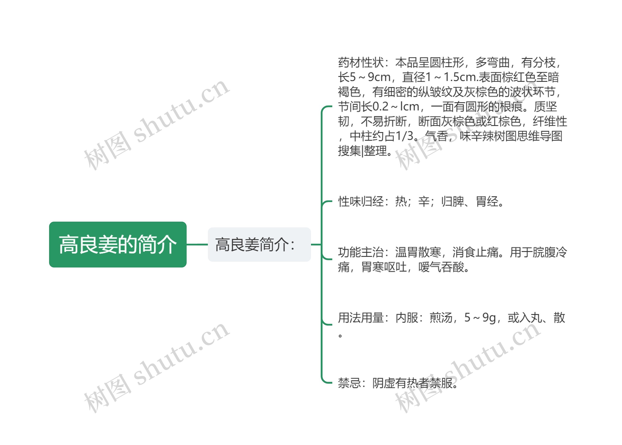 高良姜的简介思维导图