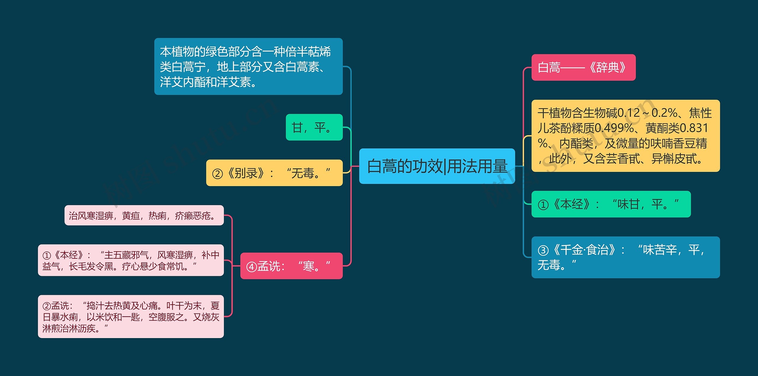 白蒿的功效|用法用量思维导图