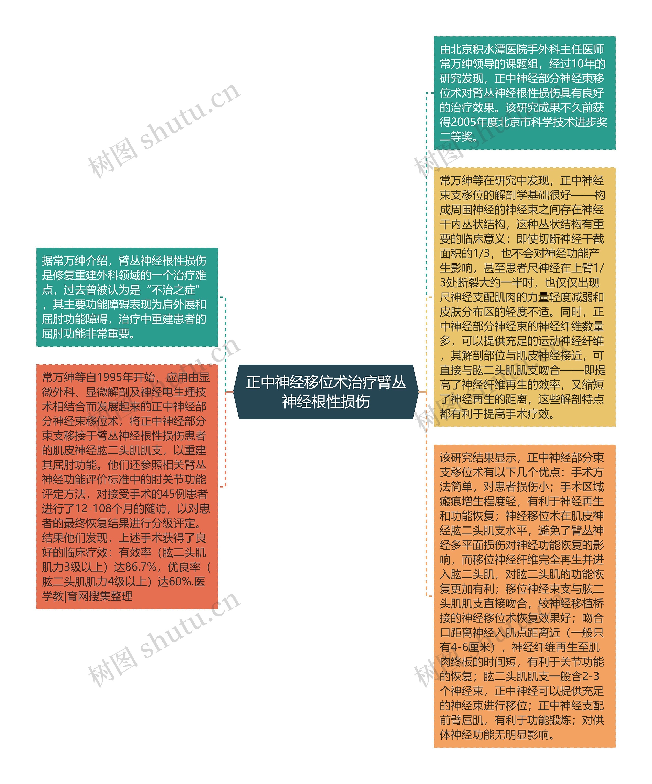 正中神经移位术治疗臂丛神经根性损伤思维导图