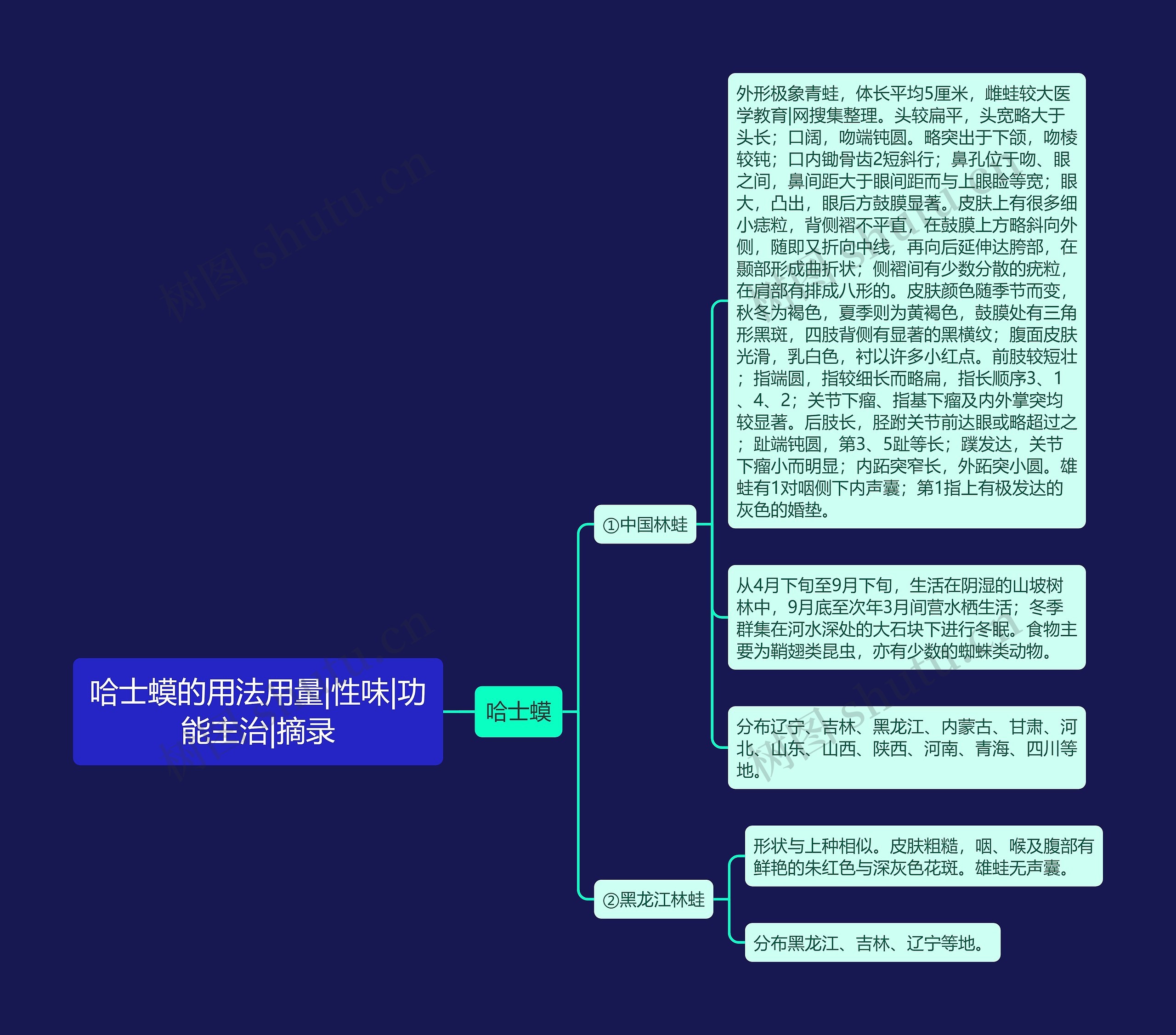 哈士蟆的用法用量|性味|功能主治|摘录思维导图