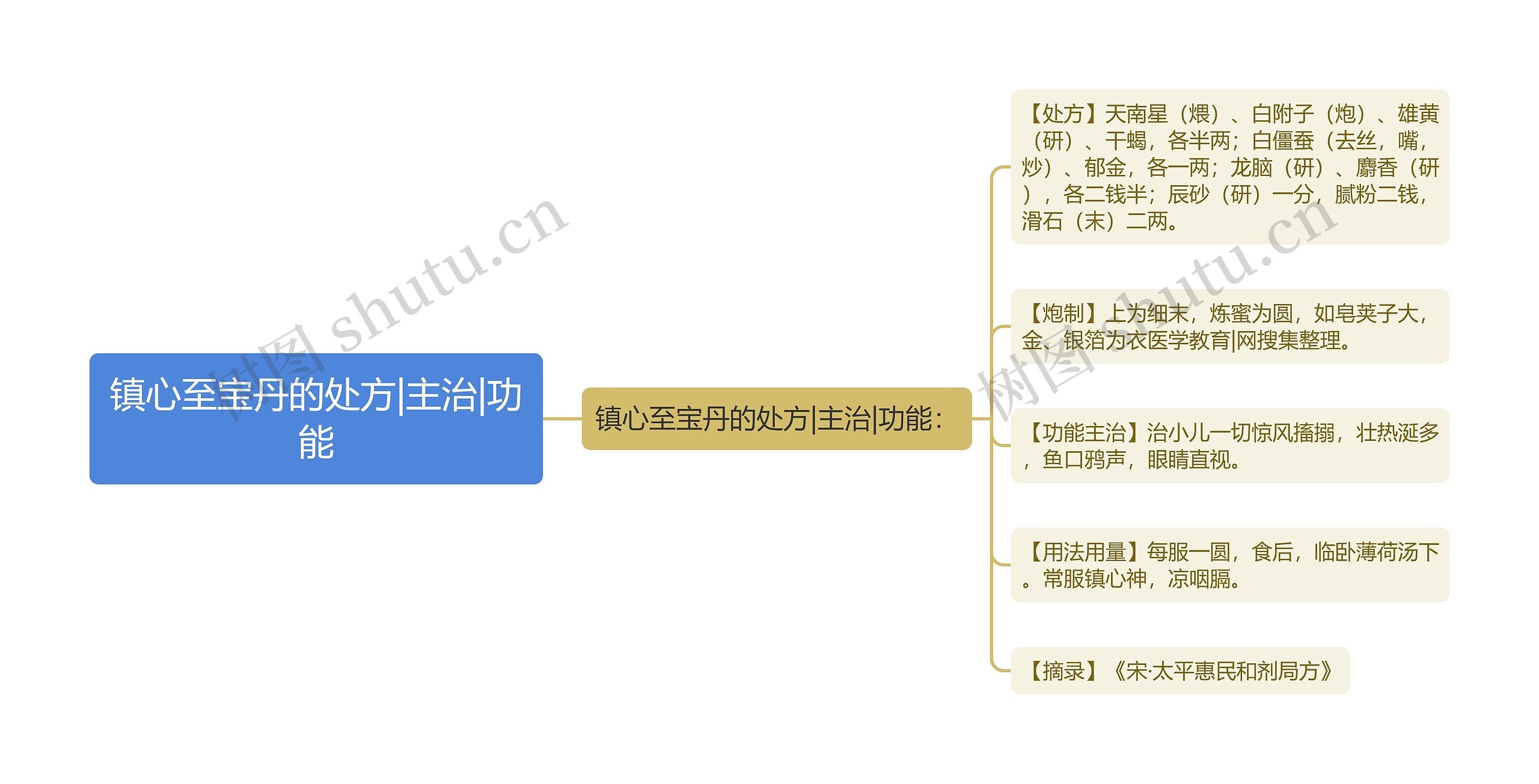 镇心至宝丹的处方|主治|功能思维导图